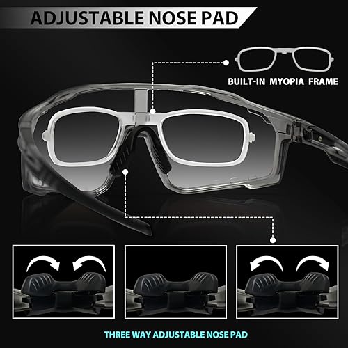 Miniatura 6 de Gafas de ciclismo fotocromáticas para hombres y mujeres, UV400 gafas de sol deportivas para MTB, equitación, correr, pesca, béisbol