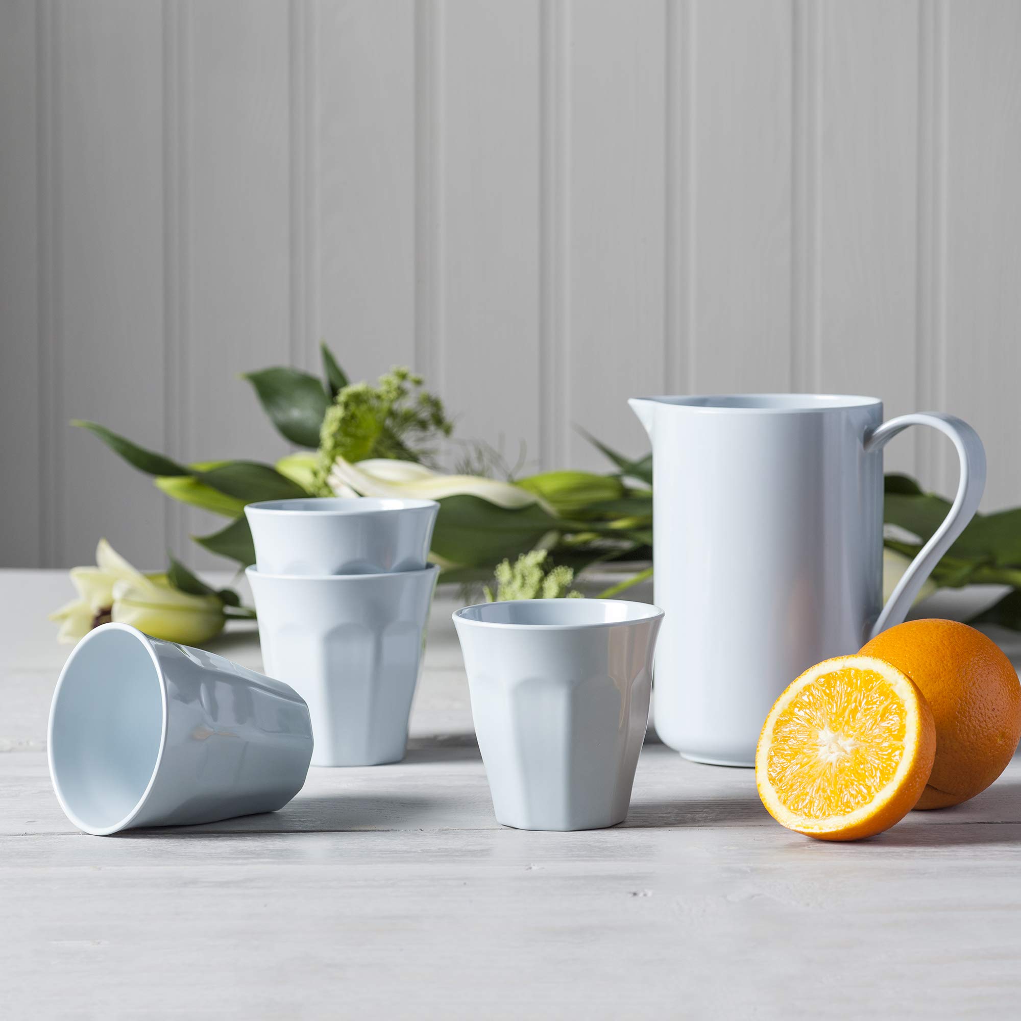 Zeal Melamine Set of 4 Americana Cups (200ml) and Pouring Jug (800ml) - Duck Egg Blue - Image 2