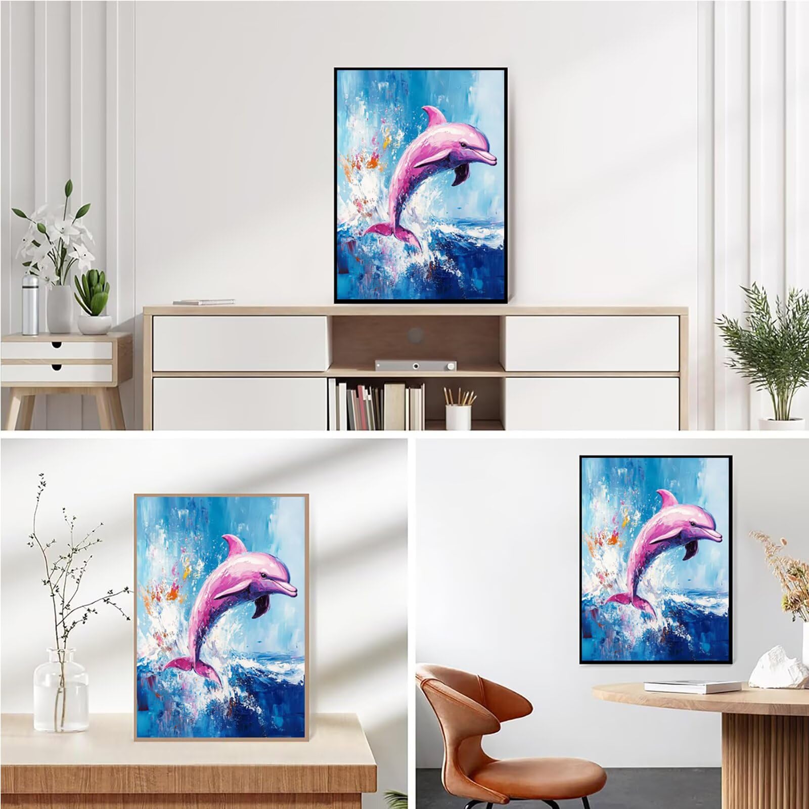 Diamond Painting Kit Completo, Diamond Painting Delfino, 5D Quadrato Pittura Diamante Kit Manualidades Adultos DIY Diamantini Crystal Art Disegni Ricamo Punto Croce Artigianale,60x90cm Astratto j0-810