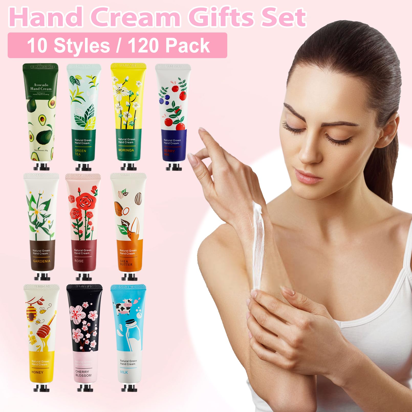 Crema mani da donna (120 pezzi), lozione per le mani sfuse (formato da viaggio) per mani secche e screpolate, crema idratante per la cura delle mani, mini lozione per le mani con