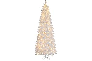 MUPATER 6ft White Pre-Lit Christmas Tree for Home and Party Decorations