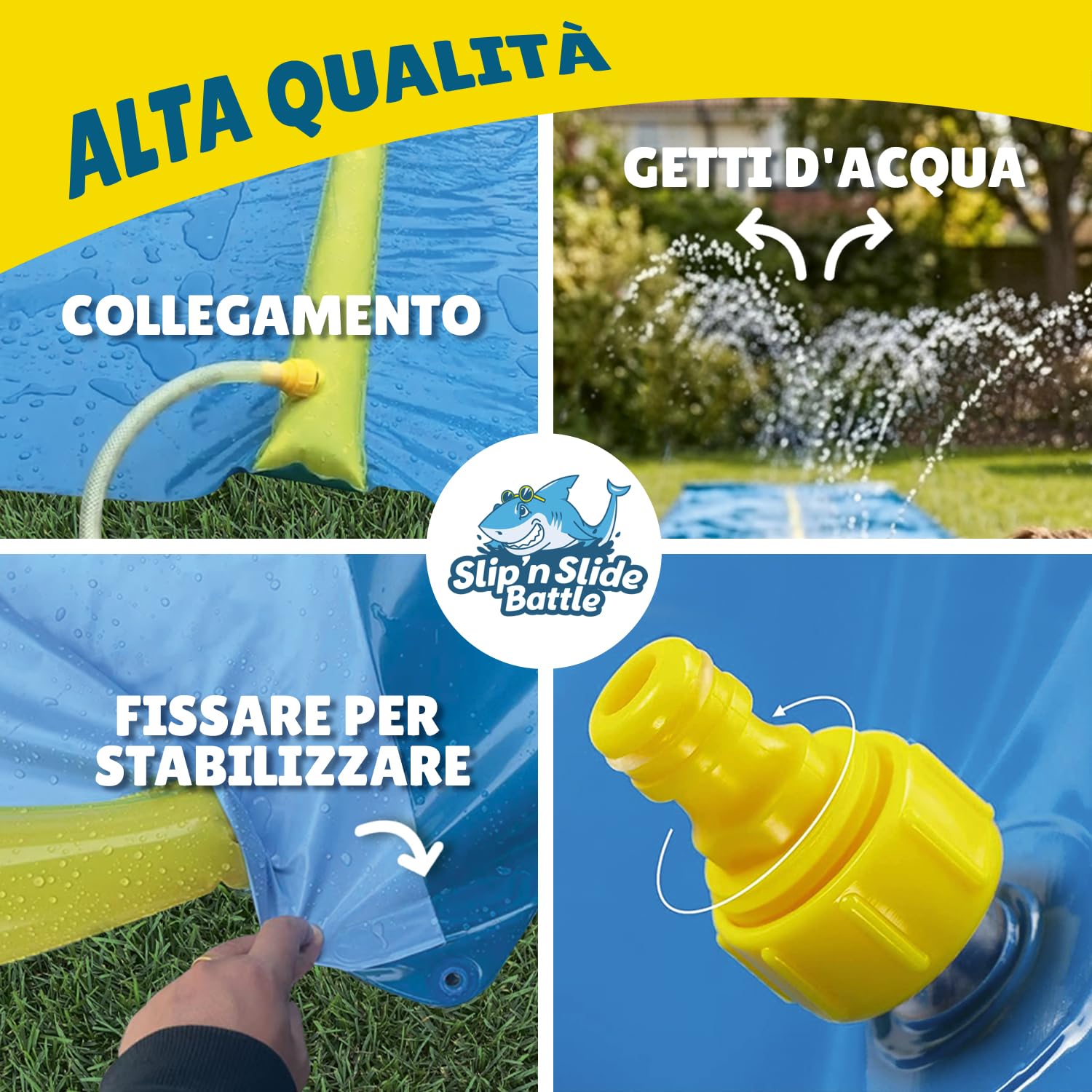 Official VentriBattle | Scivolo a Doppio Binario | Tubo dell'Acqua collegabile | 10 Metri | qualità Premium | Scivolo Slip'n Slide | Gioco d'Acqua all'aperto | + Spesso | + Rigido | + Veloce