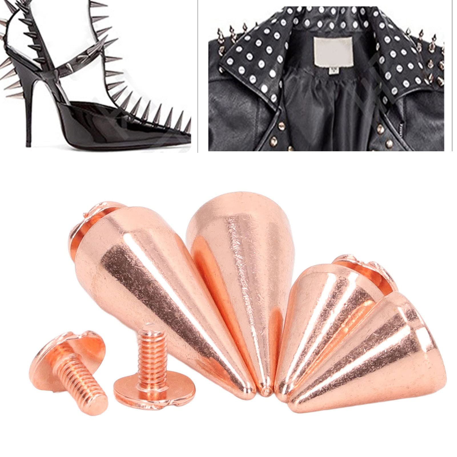 50er Set Metall-Spikes - Punk Nieten In Knalligem Pink Für Kleidung, Taschen & Accessoires