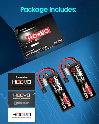 Miniatura 7 de HOOVO 2S Lipo Batería 7.4V 80C 5200mAh RC Batería con enchufe TR Estuche rígido para RC Car Truck Truggy Buggy Tank RC Avión, Helicóptero, Barco,