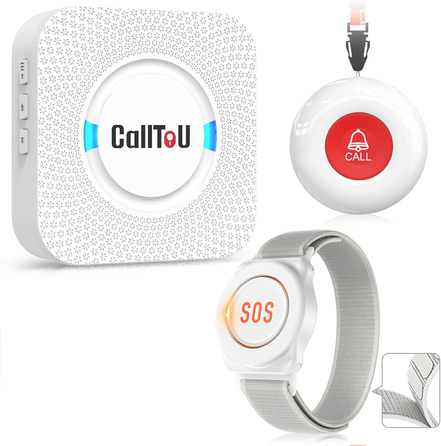 CallToU Caregiver Pager Wireless Call Button Nurse Alert System 500+ Feet for Home/Elderly/Patient/Disabled 1 Plugin Receiver 1 Waterproof Transmitter 1 Watch Transmitter CallToU Caregiver Pager Wireless Call Button Nurse Alert System 500+ Feet for Home/Elderly/Patient/Disabled 1 Plugin Receiver 1 Waterproof Transmitter 1 Watch Transmitter