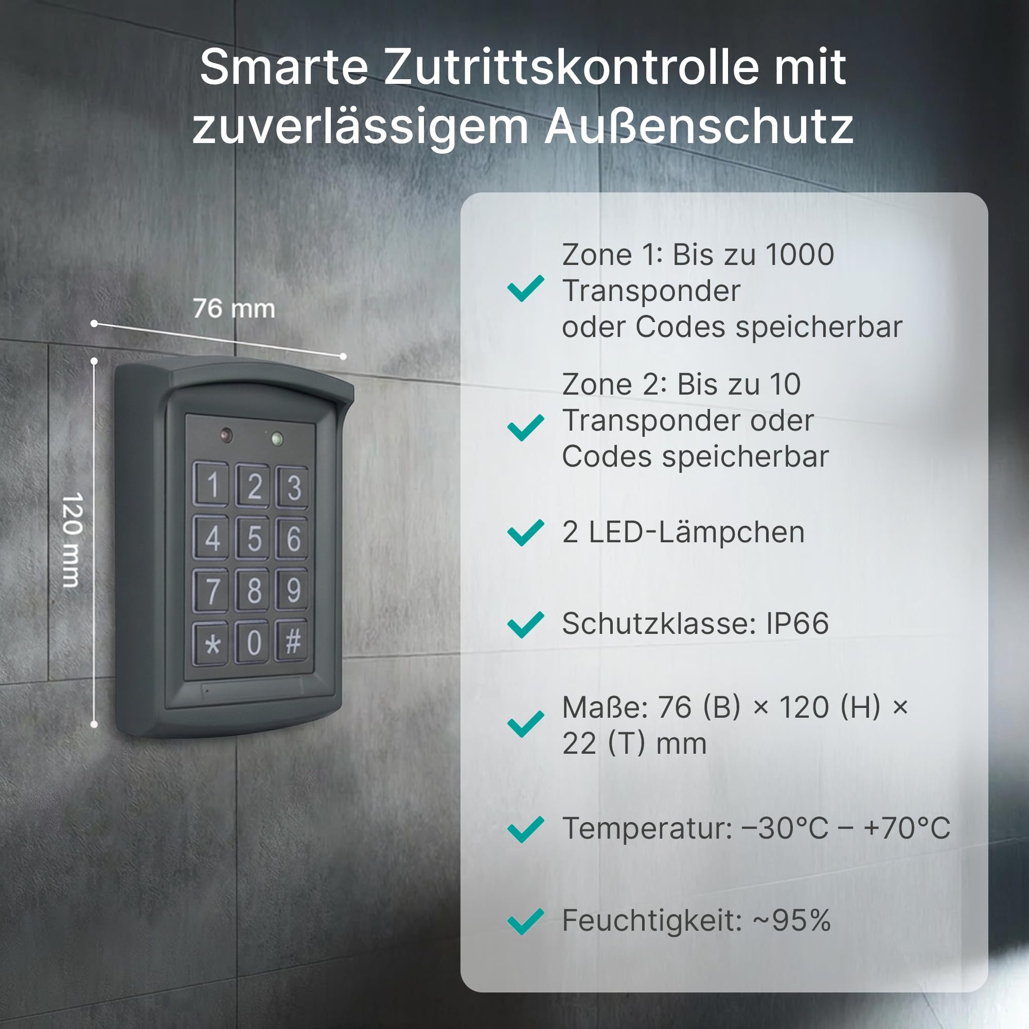 Gelikom Smart Home Codeslot CB4 met vingerafdruk, RFID en PIN, beheerbaar met app (codeslot 5 RFID-keyfobs, zwart