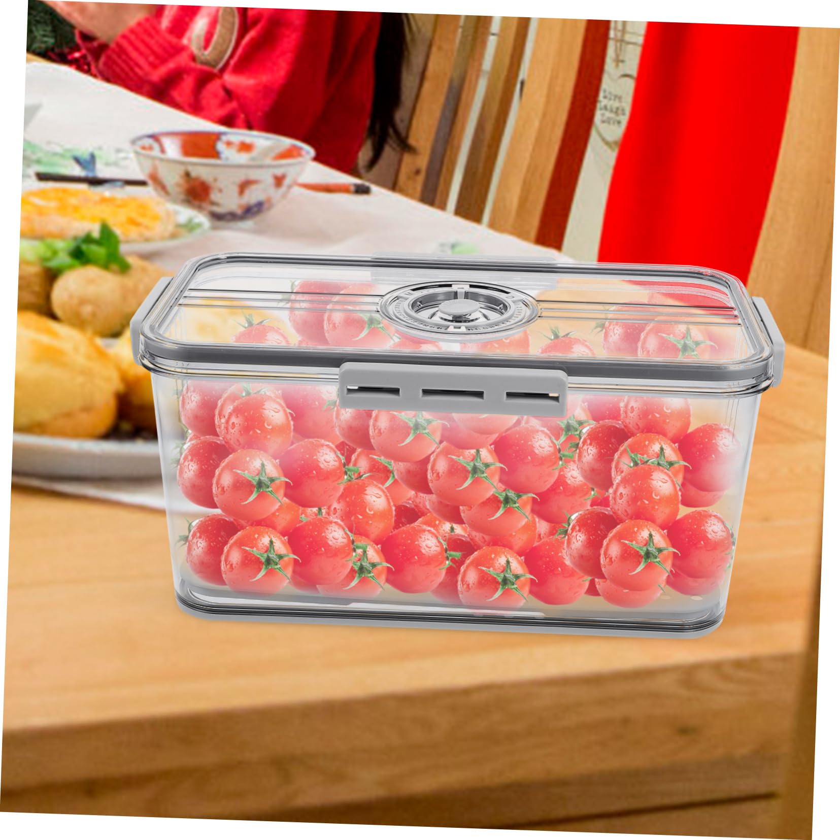 PRETYZOOM Kunststoff Aufbewahrungsbox mit dichtem Verschluss und Abtropfschale lebensmittelechter Frischhaltebehälter für Brot und Obst in Küche oder Schrank