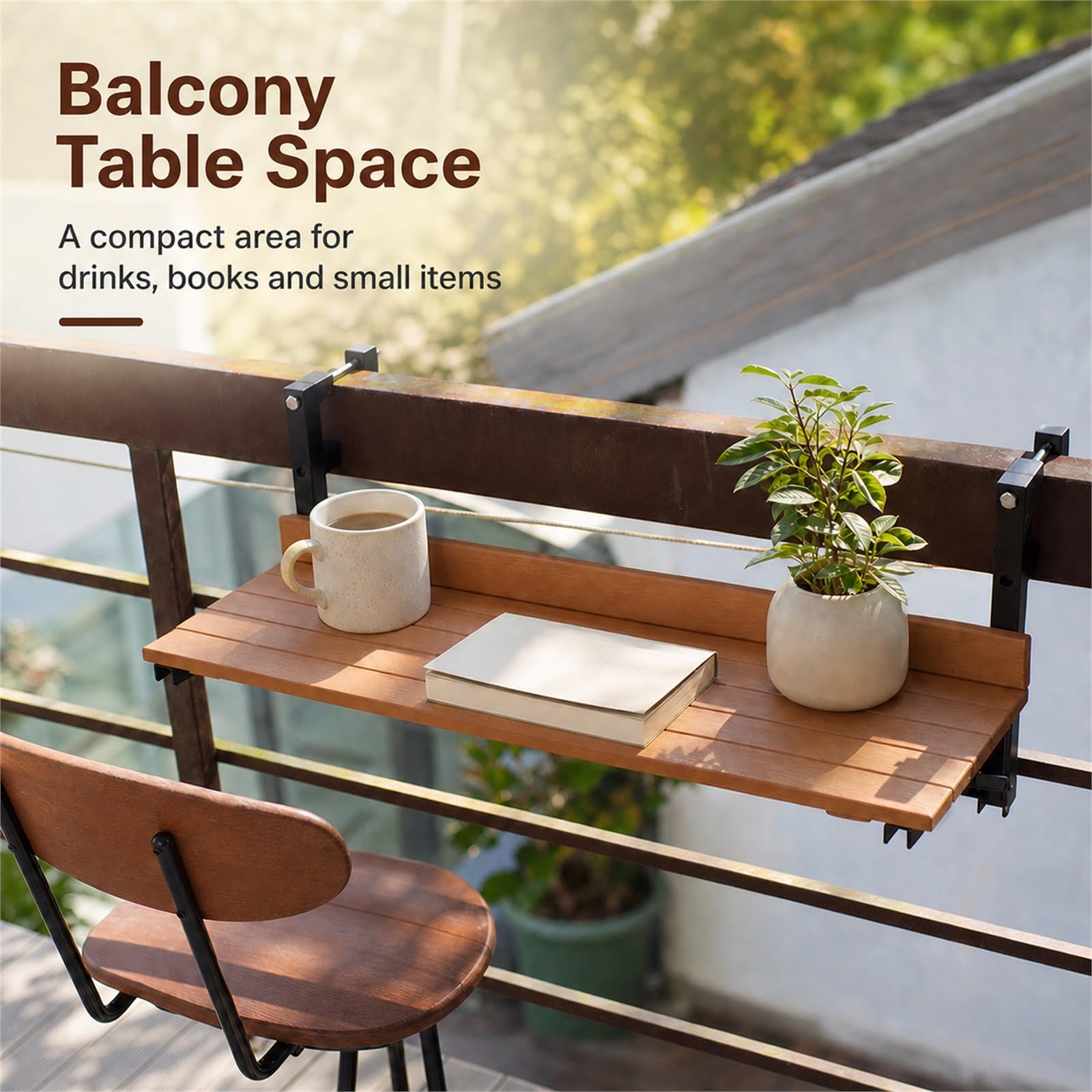 Tavolo sospeso da Balcone Tavolo da Appendere Ringhiera Tavolo Pieghevole da Balcone sospeso Tavolo da Bar per ringhiera pensile da Esterno Salvaspazio per terrazza,Esterni,Veranda