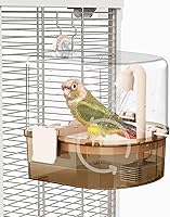 YOOSOWING Automatic Bird Bath for Cage with Quiet Pump - 2-Mode Running Water Shower for Parakeets, Budgies, Conures, Cockatiels (Light Brown)