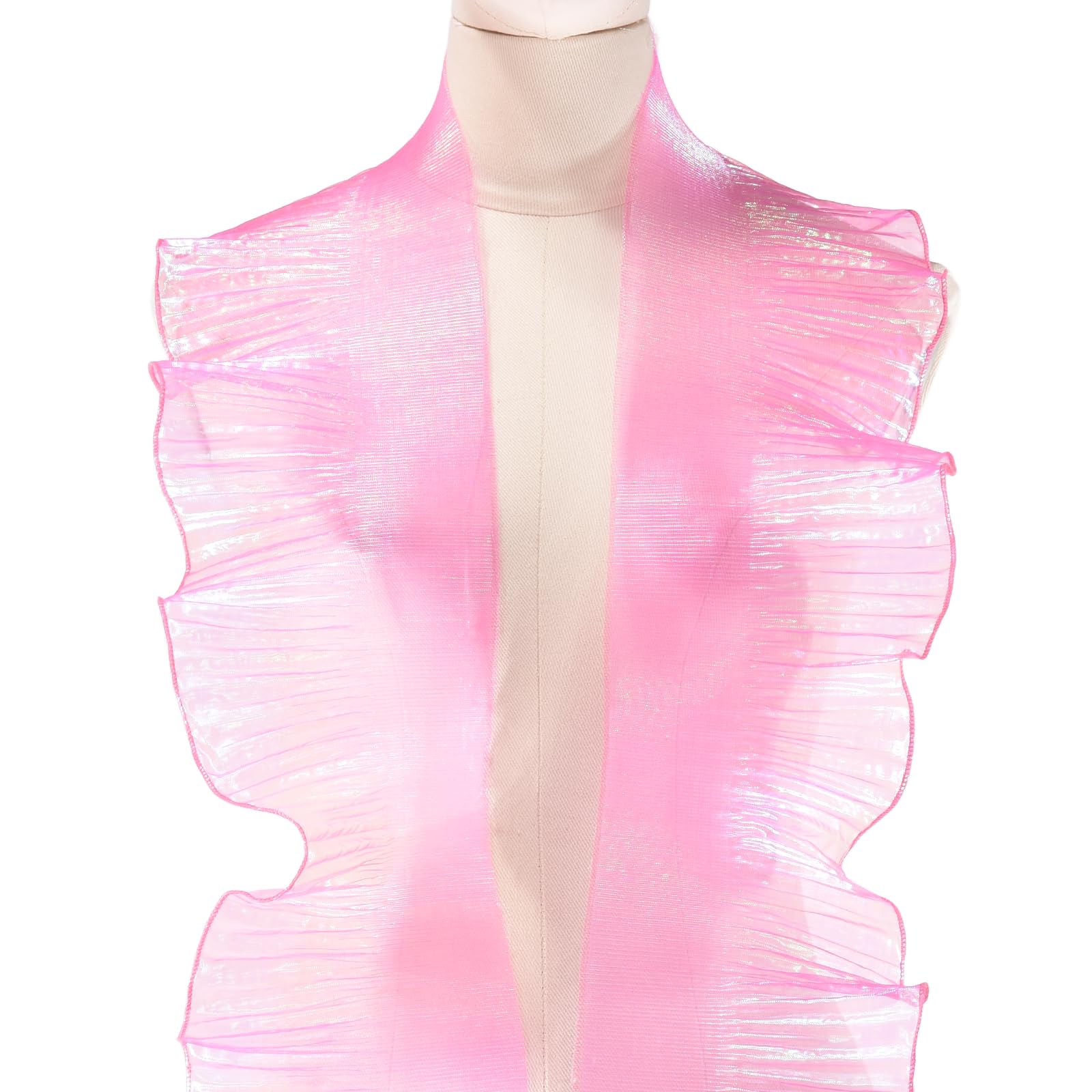 Garniture en chiffon contre les bordures plates, organza rose