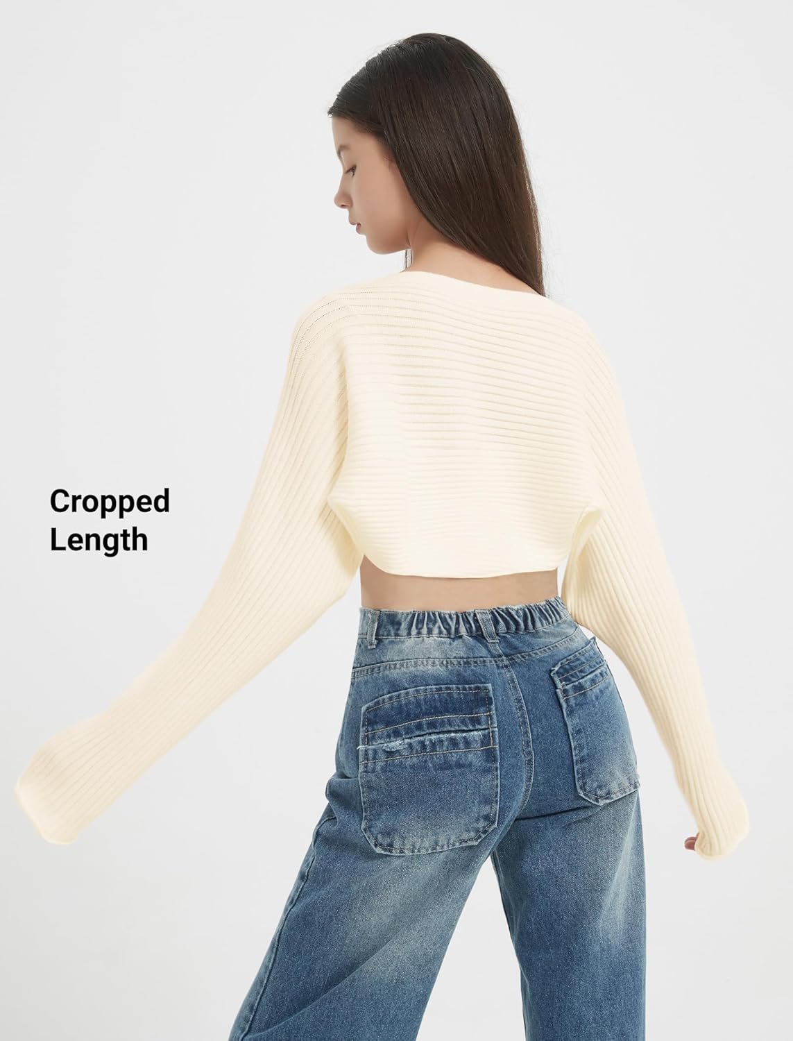 EXARUS Girls Cardigan Teen Open Front Cropped Sweater Long Sleeve Shrug Bolero Ribbed Lightweight Casual Dressy Knit Top - Image 2