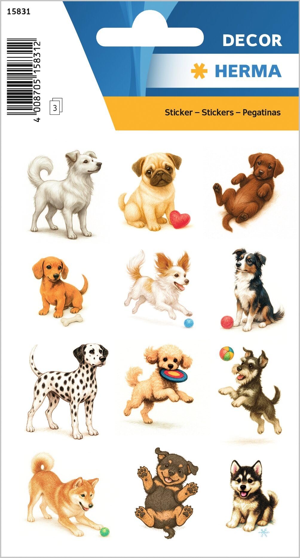 Herma Dog Stickers, Animal Stickers for Children and Toddlers, Children's Stickers with Dog Motif for Sticker Album Scrapbook Photo Album Gift Birthday Decoration Letters Crafts