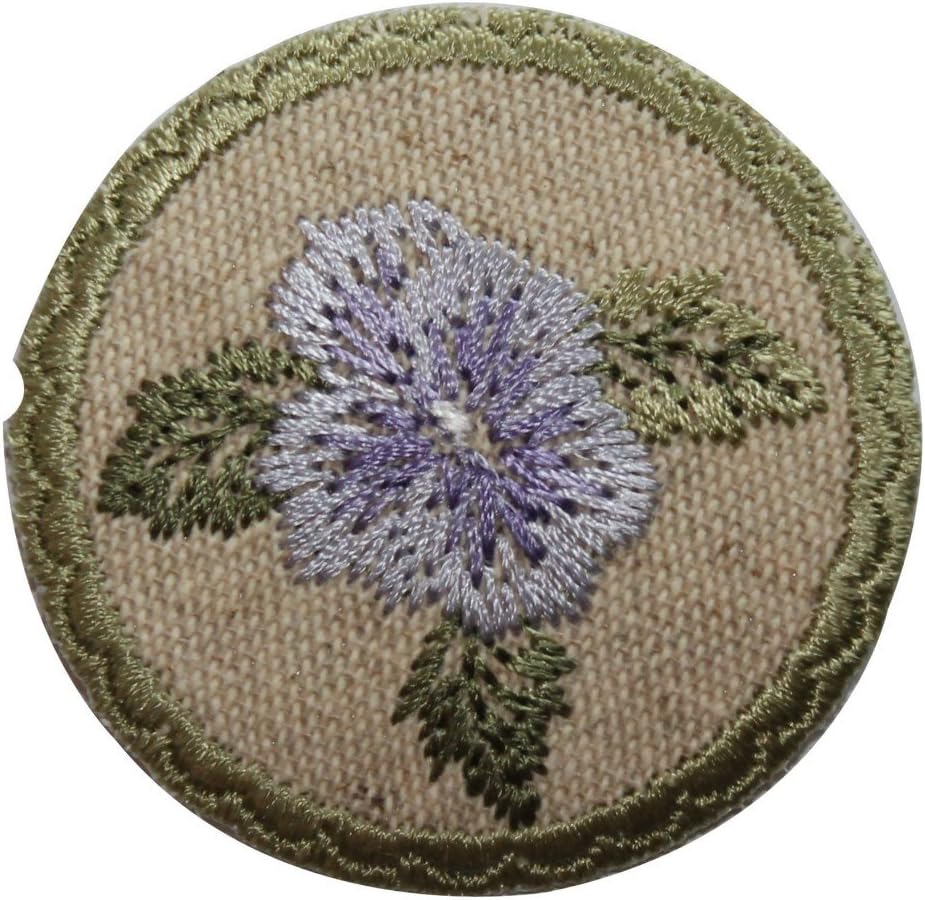 ID 6986 Blue Flower Badge Patch Garden Sign Bloom