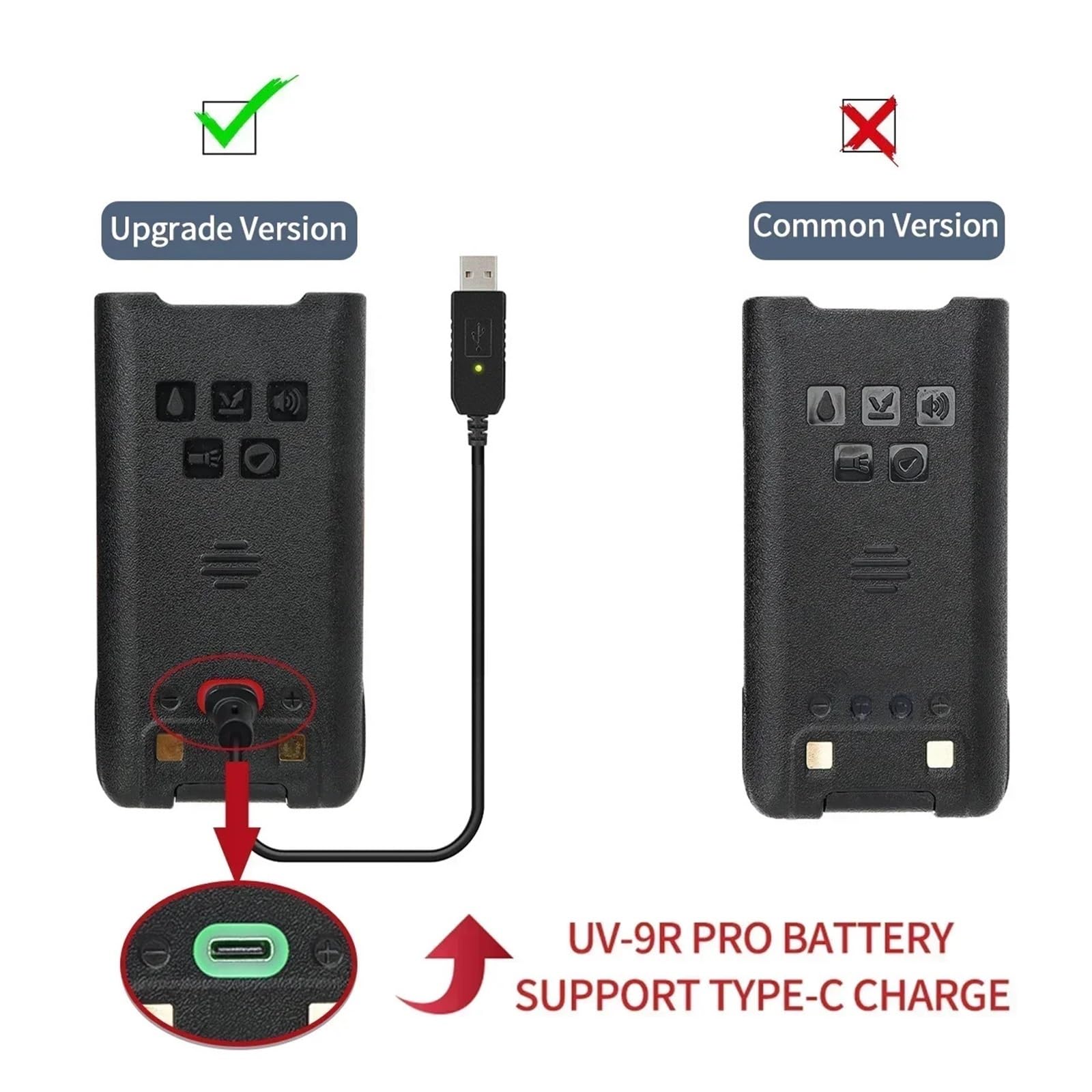 ,Compatibile Con Baofeng UV-9R 8000mAh Ricaricabile | Batteria di riserva di ricambio for radio esterna, sostituzione della batteria della radio bidirezionale(2 battery)