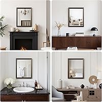 Vista 9 de Espejo de pared enmarcado con efecto cobre retro, espejo rectangular de 16 x 20 pulgadas, vidrio templado antidesilvering, marco sostenible