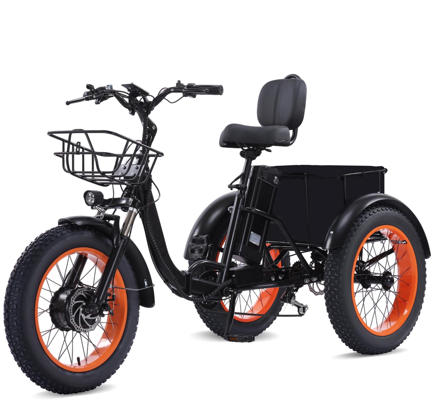Tricycle électrique Adulte 3 Roues - Charge 200 Kg, Batterie 48V Amovible, Autonomie 35 Km, Panier Large, Idéal Courses Ou Balades