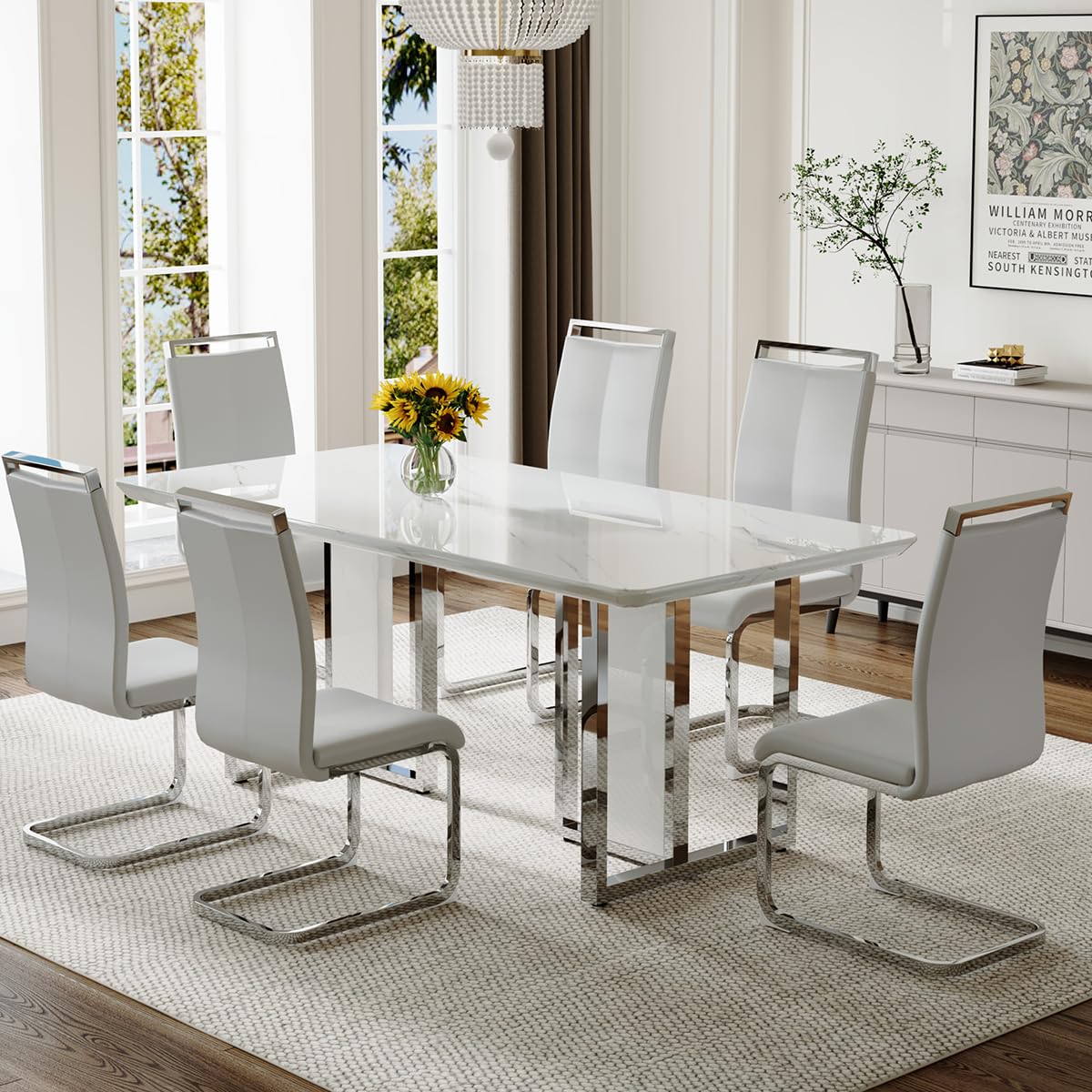 MEMUY 63 Dining Table Set for 6