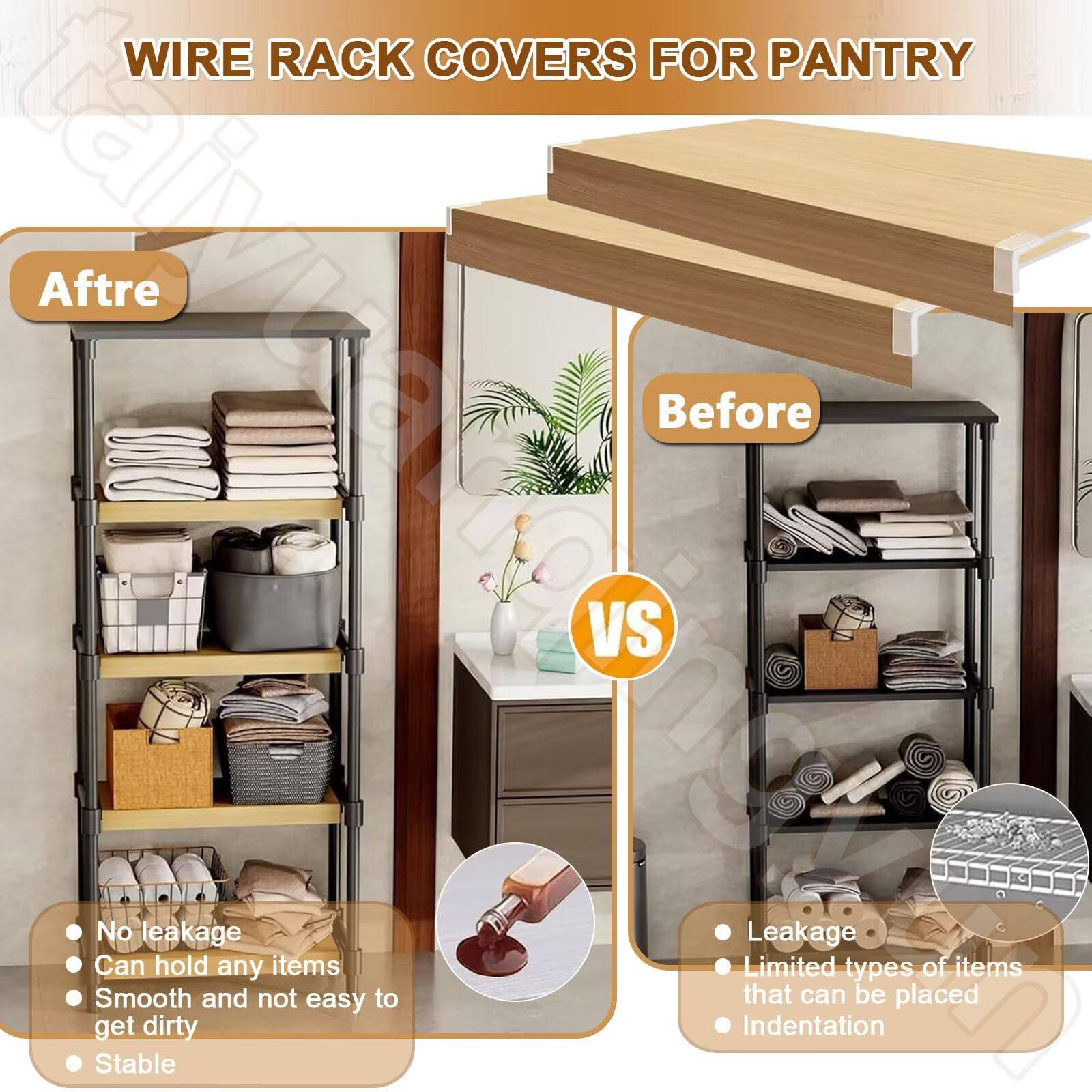 5 coperture impermeabili per mensole in finto legno, 50,8 x 35,6 cm, perfette per dispensa, cucina, armadio e bagno di altezza 7,6 cm