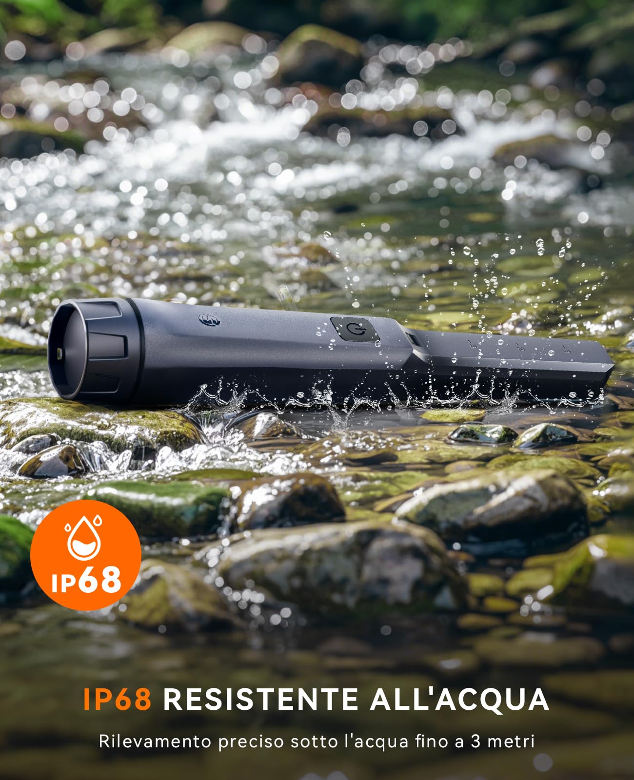 SUNPOW Metal Detector Pinpointer Ricaricabile – Sunpow Metal Detector Professionale 800mAh (15H) – Cercametalli Portatile Impermeabile IP68 – Rilevamento 360° Alta Sensibilità – NXGD02