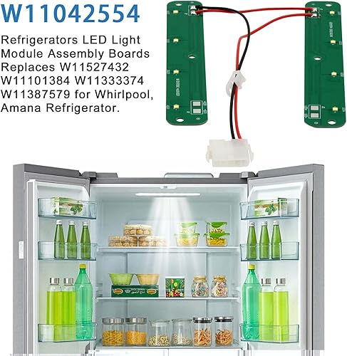 Miniatura 5 de W11042554 Luces del módulo del congelador del refrigerador reemplazan W11101384, W11387579, W11527432- para refrigeradores Whirlpool Kenmore (solo