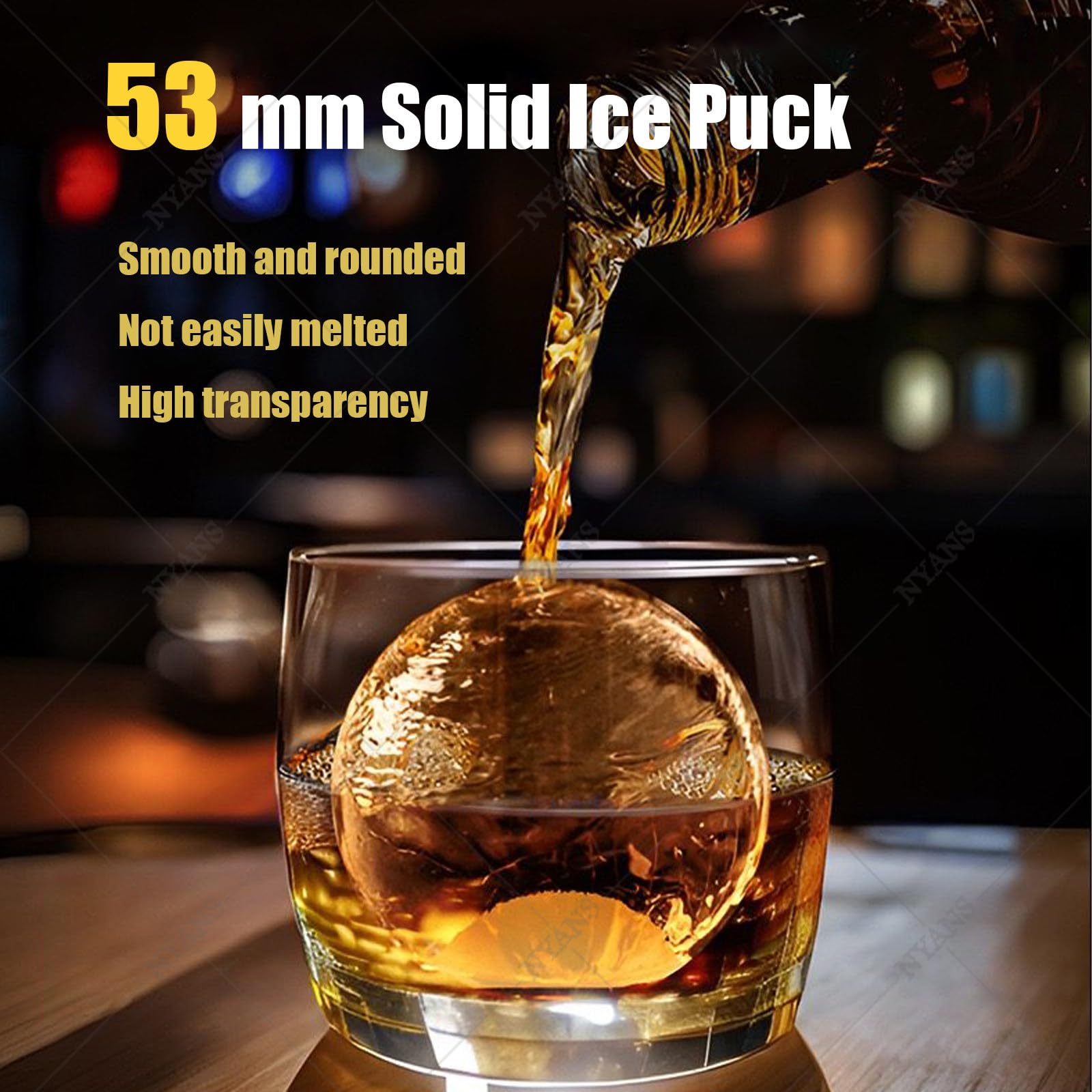 NYANS Máquina para Hacer Bolas De Hielo Transparentes De 2 Pulgadas: 2 Bolas De Hielo Listas En 40-60 Minutos, Autolimpiable con Pinzas para Cócteles, Whisky y Bourbon. 42 Piezas/Día