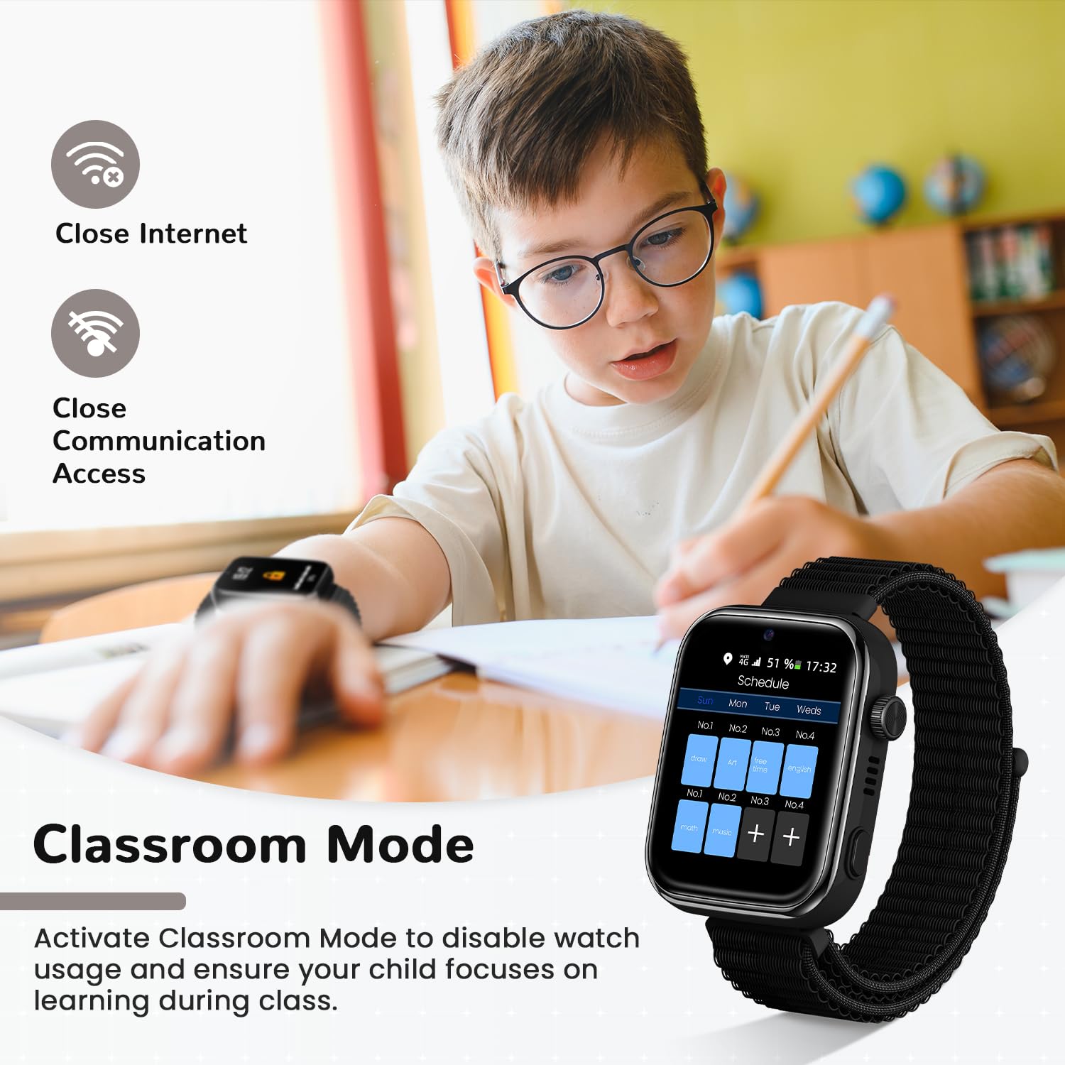 2026 Nuevo Reloj Inteligente Niño, Smartwatch Niños con Llamadas y GPS, Videollamadas/Chat de Voz/Whatsapp/WiFi/SMS/SOS/Modo Escuela/Dormir/Despertador, Reloj Niño y Niñas Negro 4-14 Año — view 4
