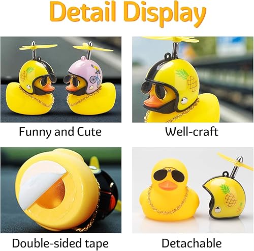Miniatura 2 de wonuu Decoración de pato de goma para automóvil, lindo pato amarillo con hélice (piña-Y)