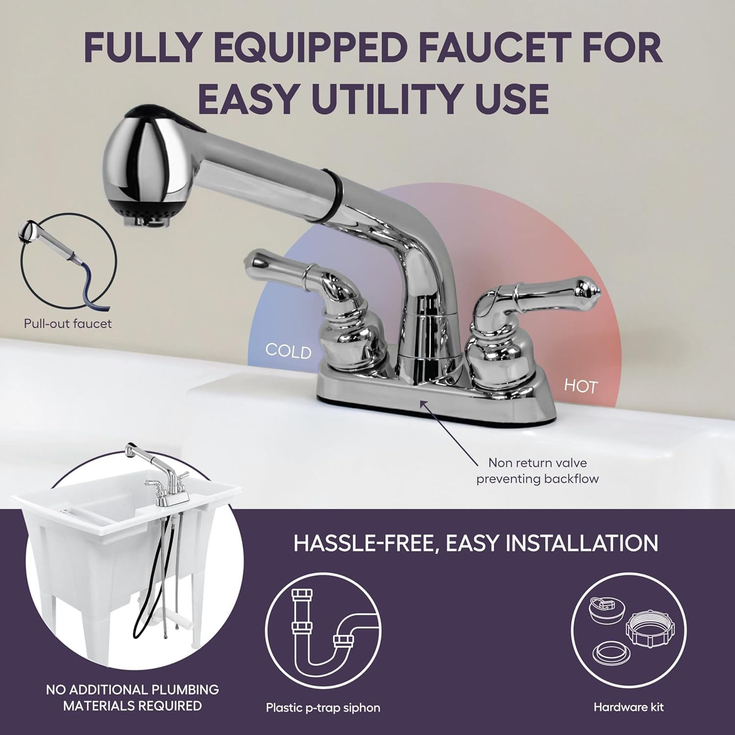 Black Utility Sink with Faucet - 24 Inch -2