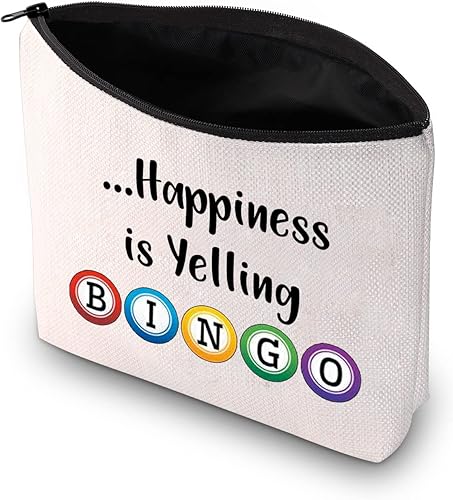 Miniatura 2 de PXTIDY Bolsa de maquillaje de bingo para amantes del bingo, regalo de jugador de la felicidad es gritar, bolsa de cosméticos de bingo de la suerte,