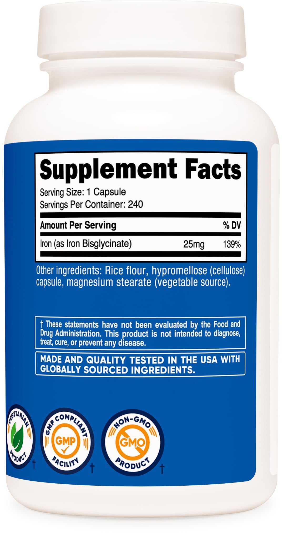 Nutricost Iron Bisglycinate Supplement (25mg) 240 Capsules, Gentle Iron — Amazon image 5