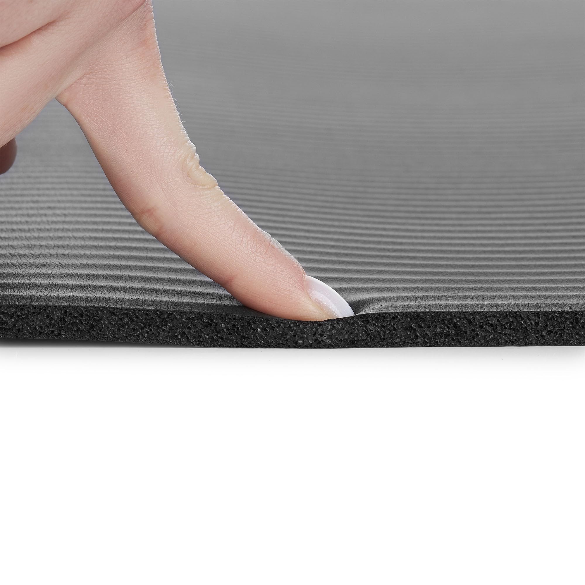 HyperMotion Mata do Ćwiczeń Fitness i Jogi NBR 183x61x0,8 cm Czarna, Antypoślizgowa, 8 mm, z Paskiem do Ćwiczeń i Przenoszenia, do Jogi, Pilatesu i Stretchingu