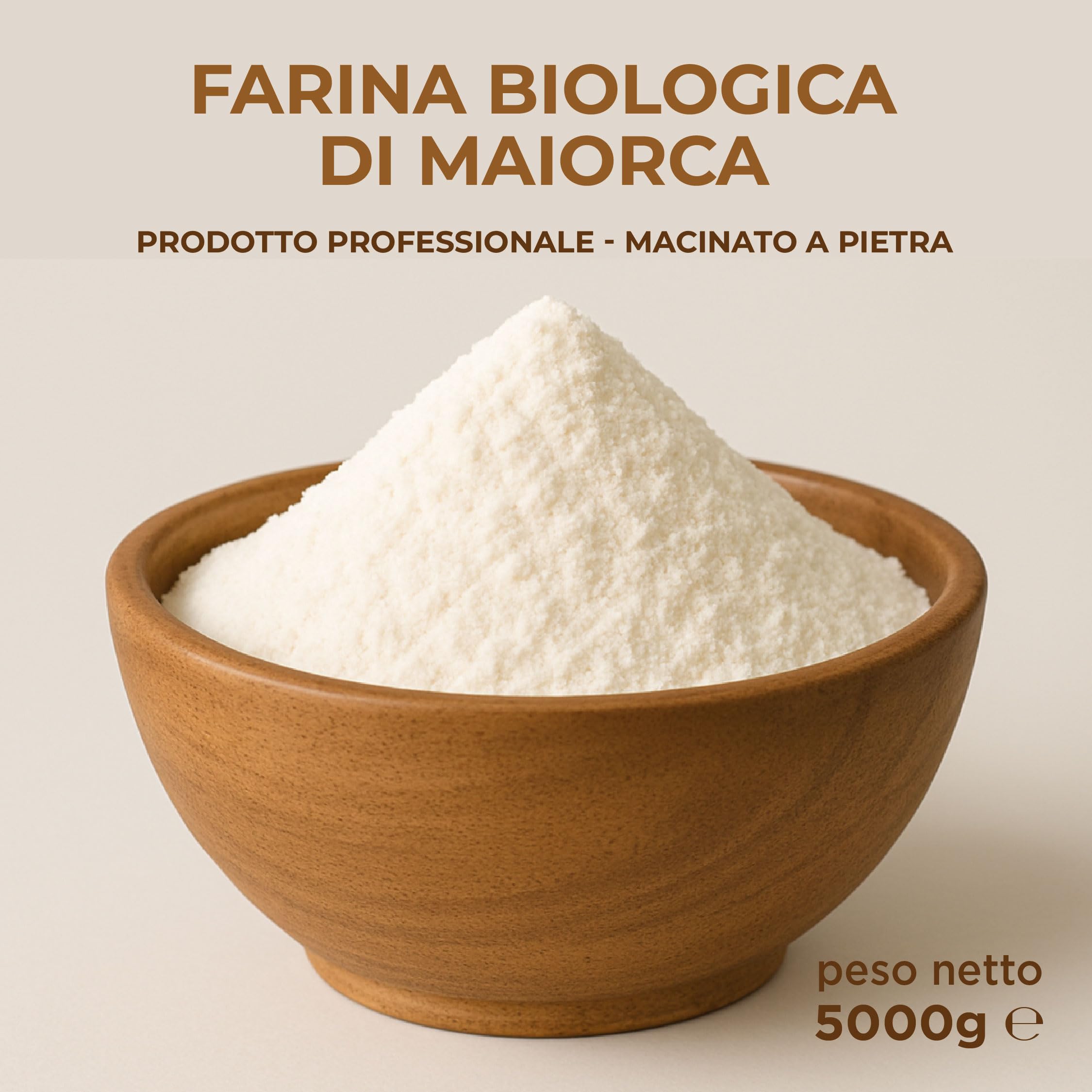 RACILIA Harina de Trigo Tierno Ecológica Maiorca - Grano Antiguo 100% Siciliano y Ecológico - Rico en Fibras y Proteínas - 1kg x 5