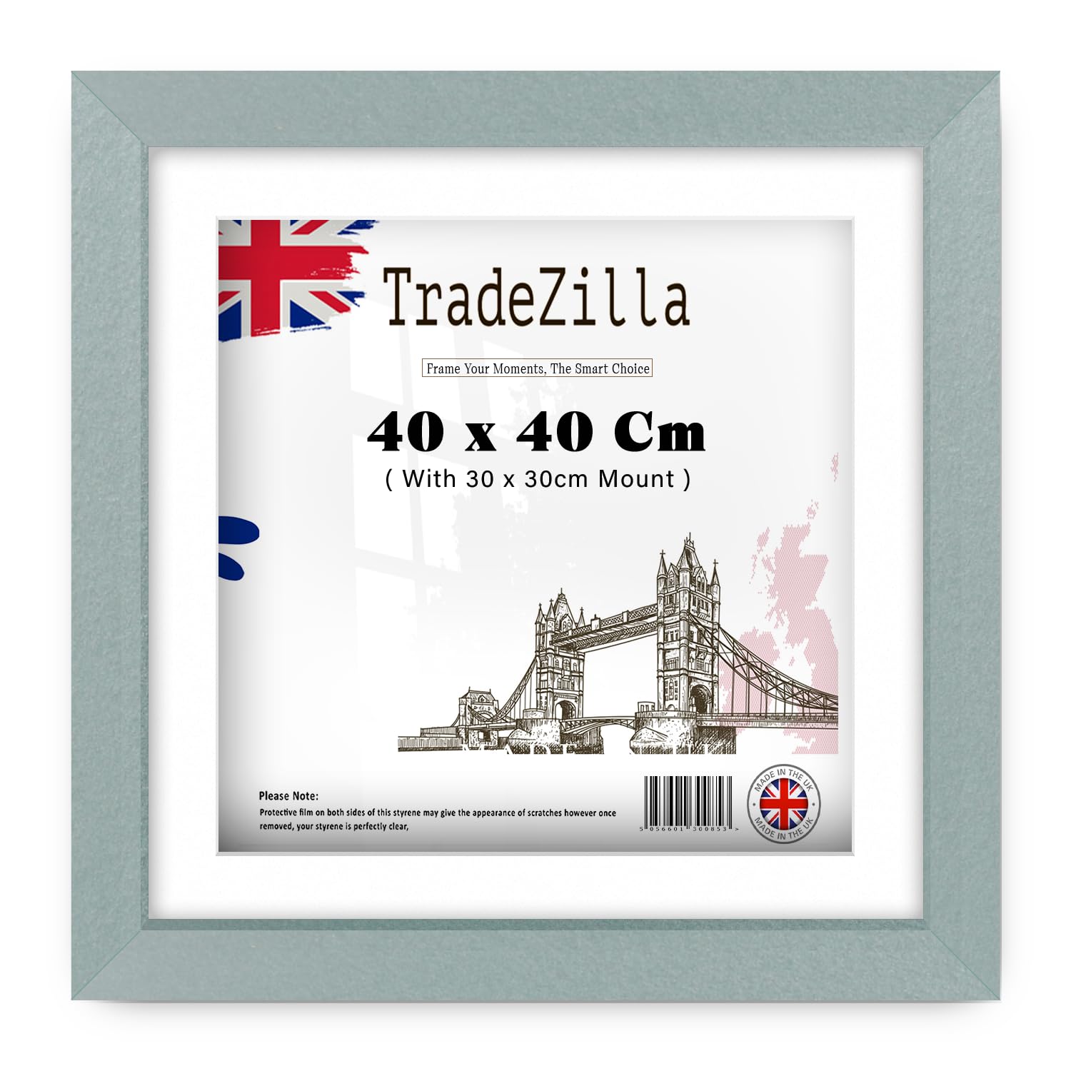 TradeZilla | Minimalist (40 x 40 Cm) Silver Posters Frame with 30 x 30 Cm White Mount Natural Eton Wood 400 x 400 mm Frame|Home Bar Room Decoration [ Silver ]