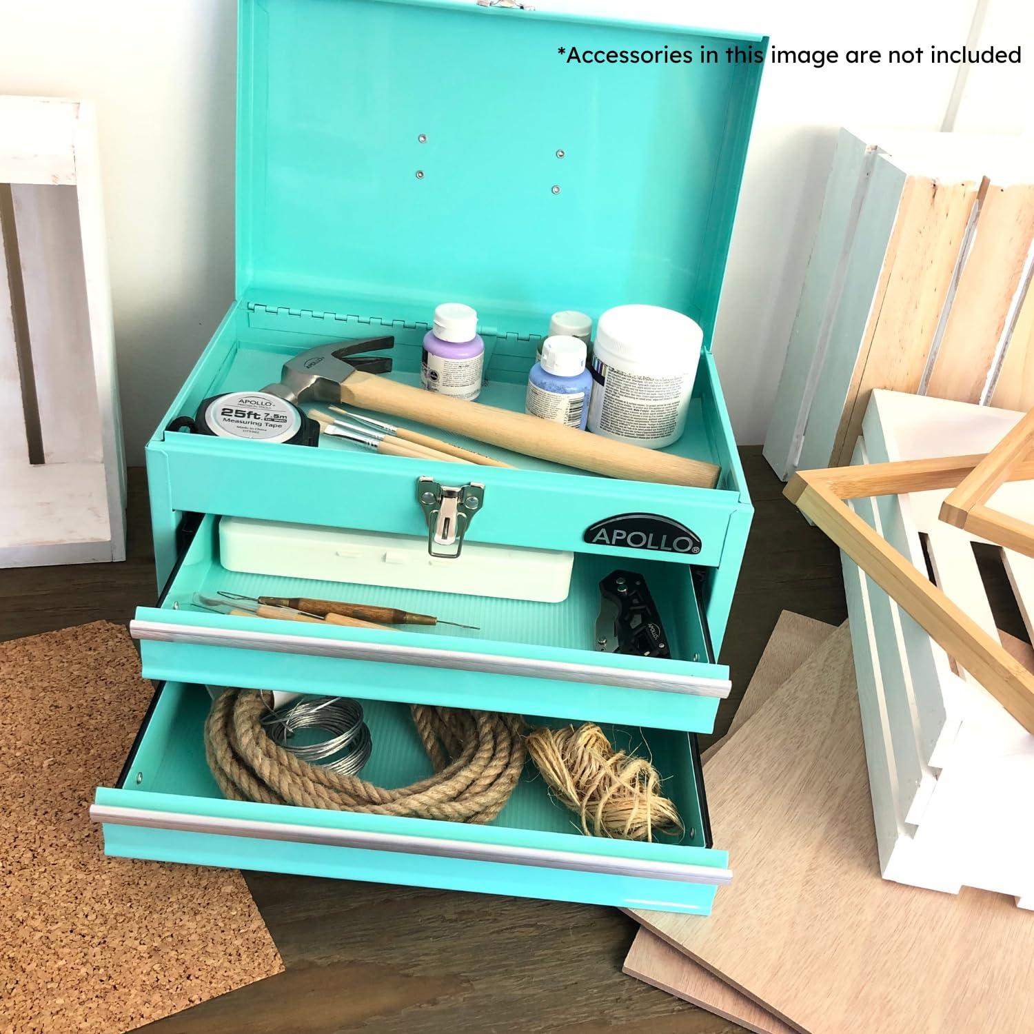 Apollo Aqua Green Steel Tool Box - 14 Inch -6 Apollo Aqua Green Steel Tool Box - 14 Inch -6