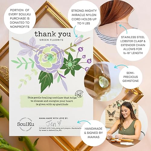 Miniatura 5 de SoulKu Handcrafted Necklace, Empowerment Jewelry With Healing Crystal, Inspirational Jewelry For Women, Mom & Sister Gifts, 2" Extender With Lobster