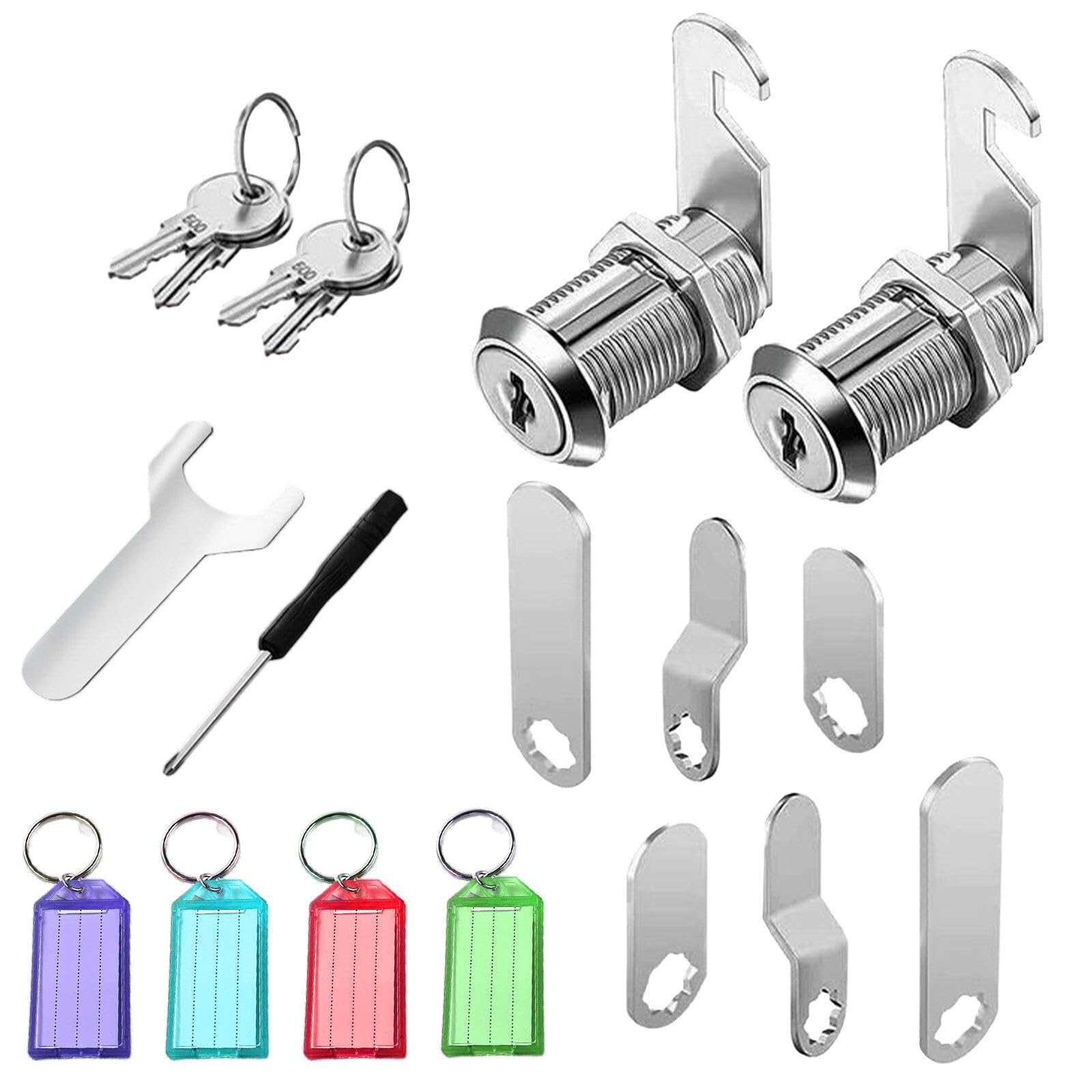 FEMONGY cerradura buzon universal 2 piezas bombin buzon con 4 llaves y 8 placas de cerradura diferentes para buzones, puertas de armarios