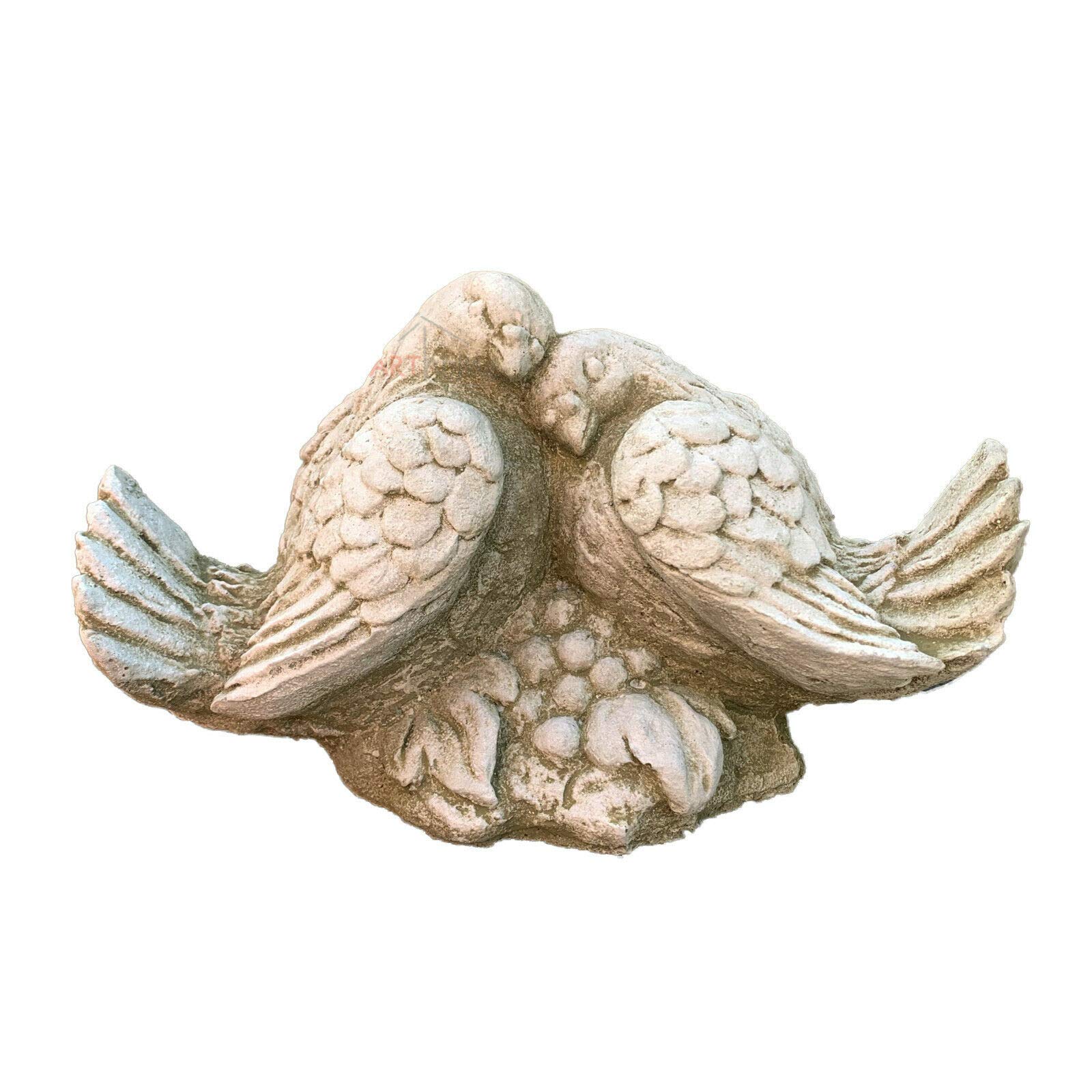 Darthome Grey Vintage Stone Turtle Love Doves Couple Outdoor Garden Statues Ornament Sculpture 25Cm