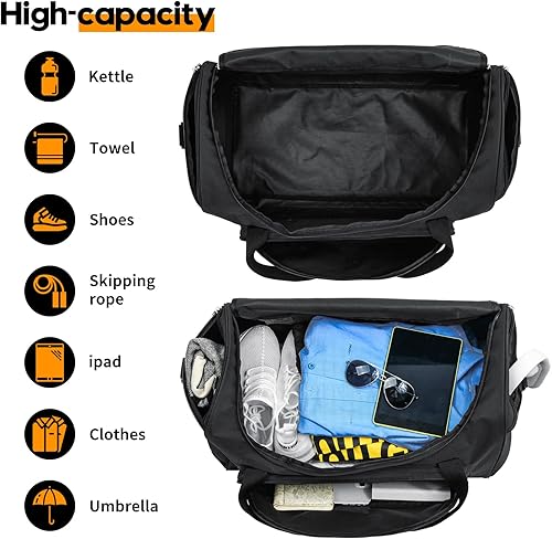 Miniatura 3 de Bolsa de gimnasio para hombres y mujeres bolsa de lona deportiva grande de 55 litros bolsa de viaje Negro carry on 205 inch Negro, Negro 1, Azul