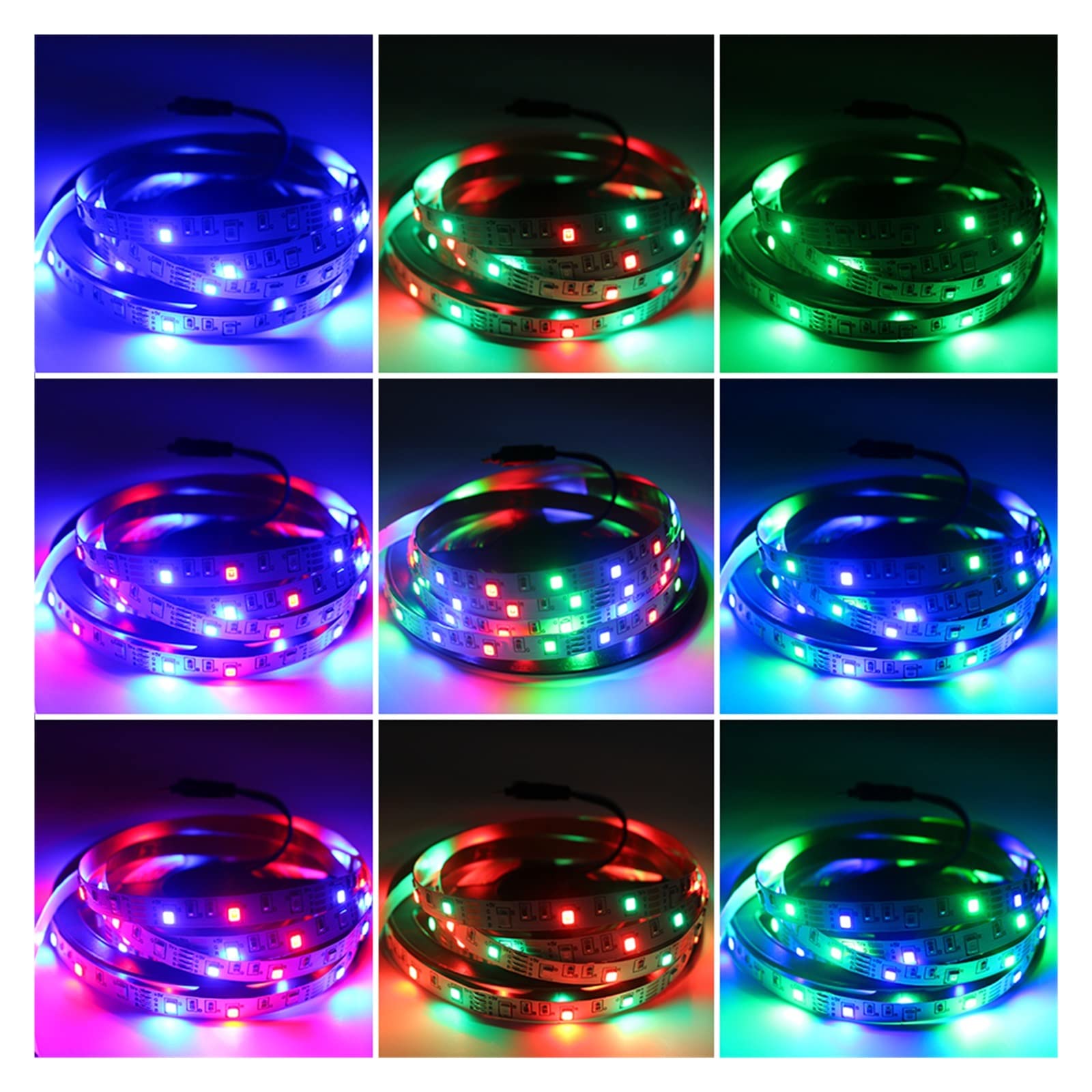 Bande lumineuse LED RVB USD flexible 2835 0,5 m - 5 m - Ruban de décoration LED DC5 V pour fête, chambre à coucher, rétroéclairage TV (blanc chaud)