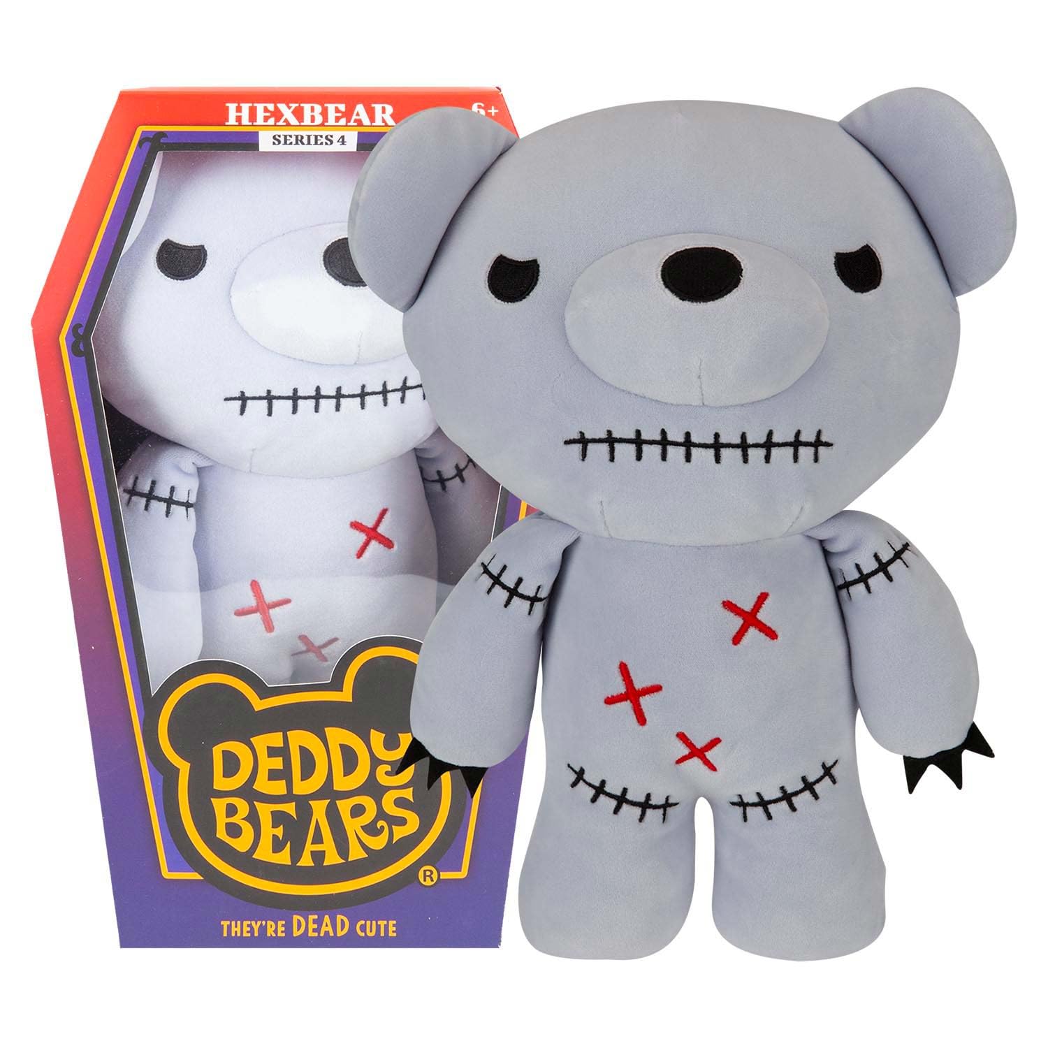 Deddy Bears Hexbear Soft Toy 30cm Coffin Box, Plush Idea Spooky Collectable - 30cm X 12.8cm Grey X 1