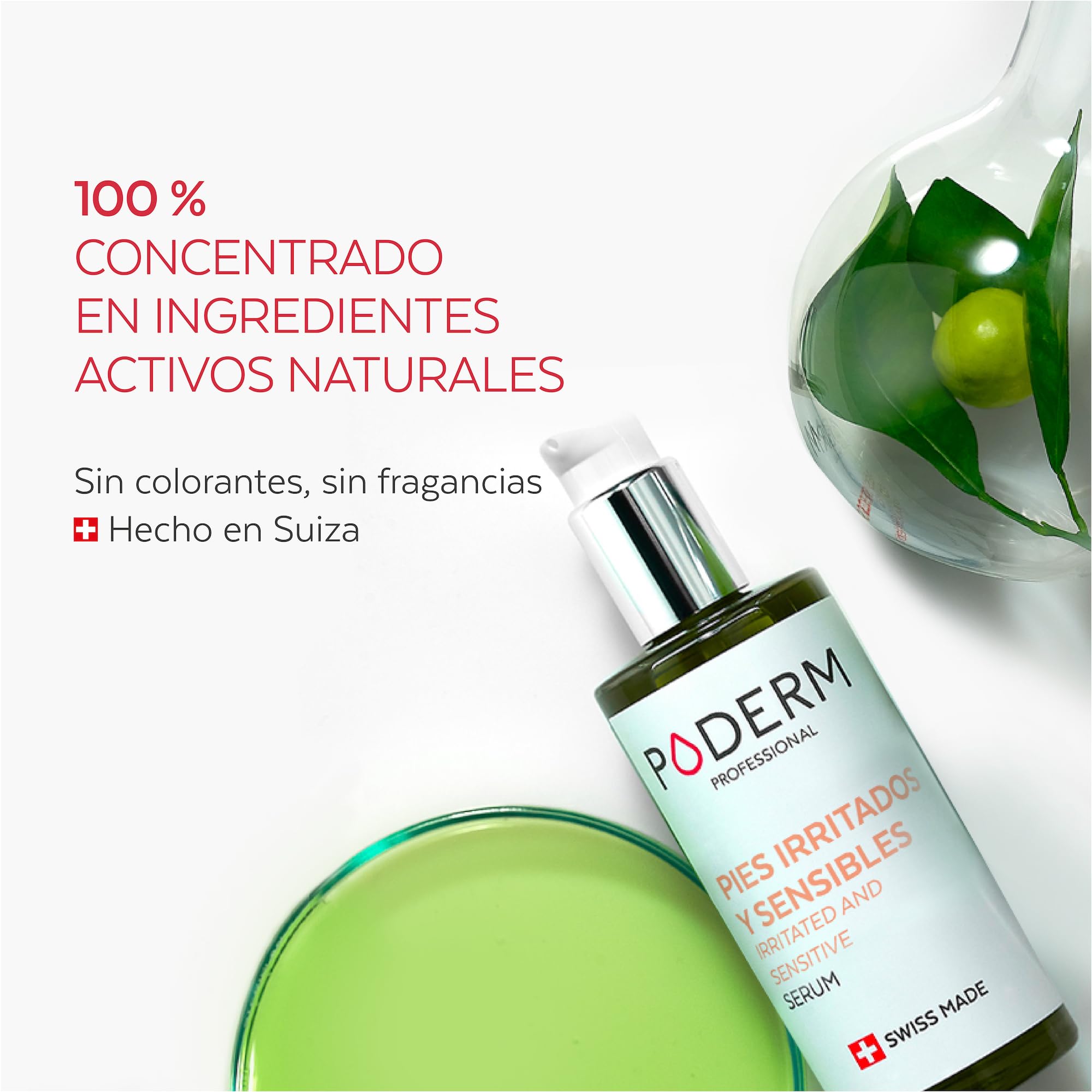 PODERM - ACEITE SÉRUM PIES ÁRBOL DE TÉ - Repara y calma irritaciones, picores, descamaciones - Post micosis, psoriasis, eccema - Cuidado de los pies - Swiss Made