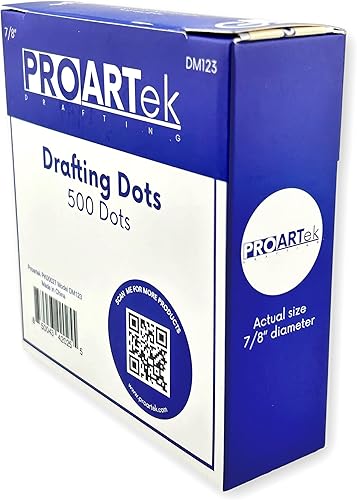 Miniatura 2 de Proartek Drafting PK00027 Modelo DM123 puntos de dibujo 500 puntos de dibujo, cada uno de 78 pulgadas de diámetro adhesivo de baja adherencia que