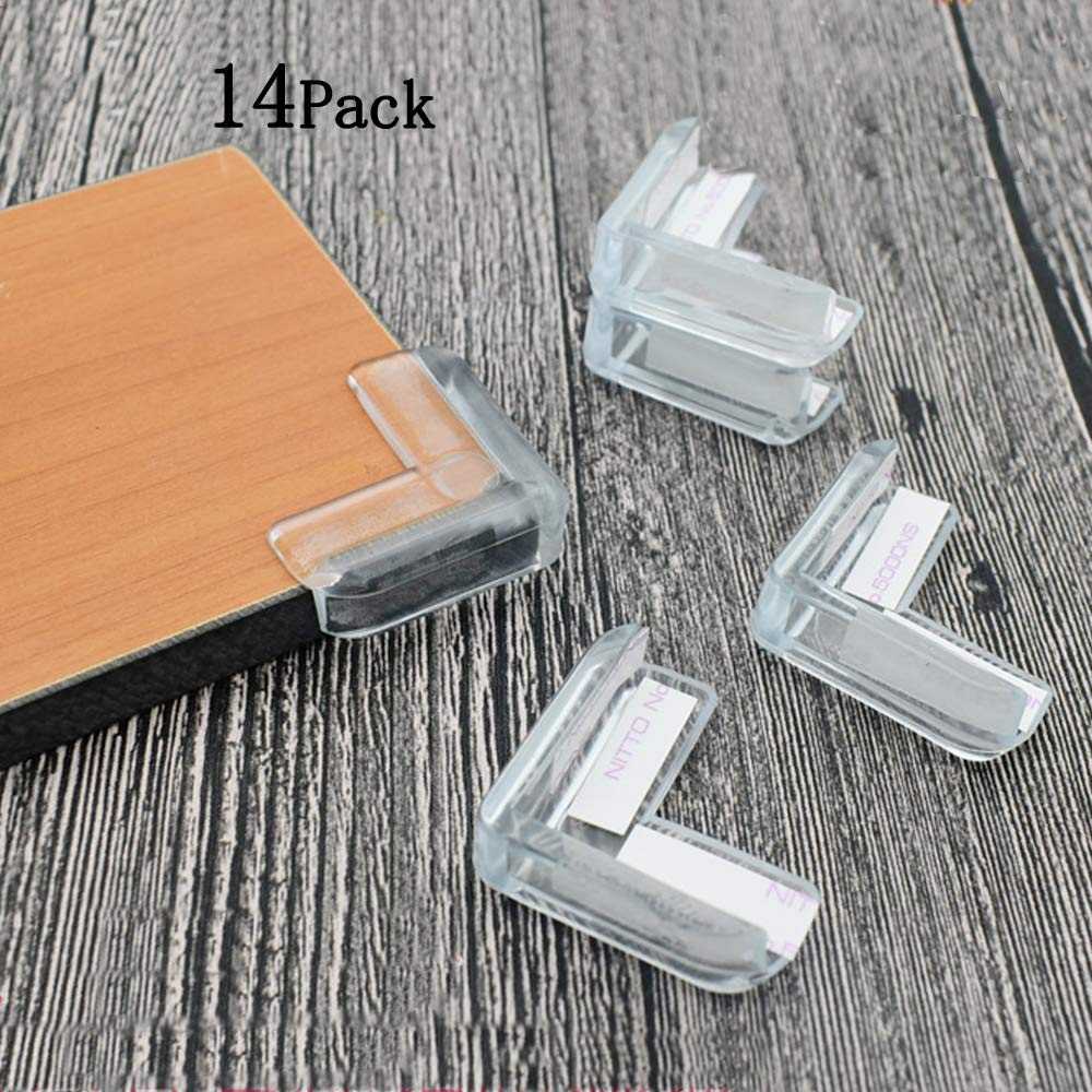 Gudui Clear Corner Protector, (14 Pack) Baby Proofing Corner Guards for Baby Safety, Keep Child Safe, Protectors for Tables Furniture Against Sharp Corners