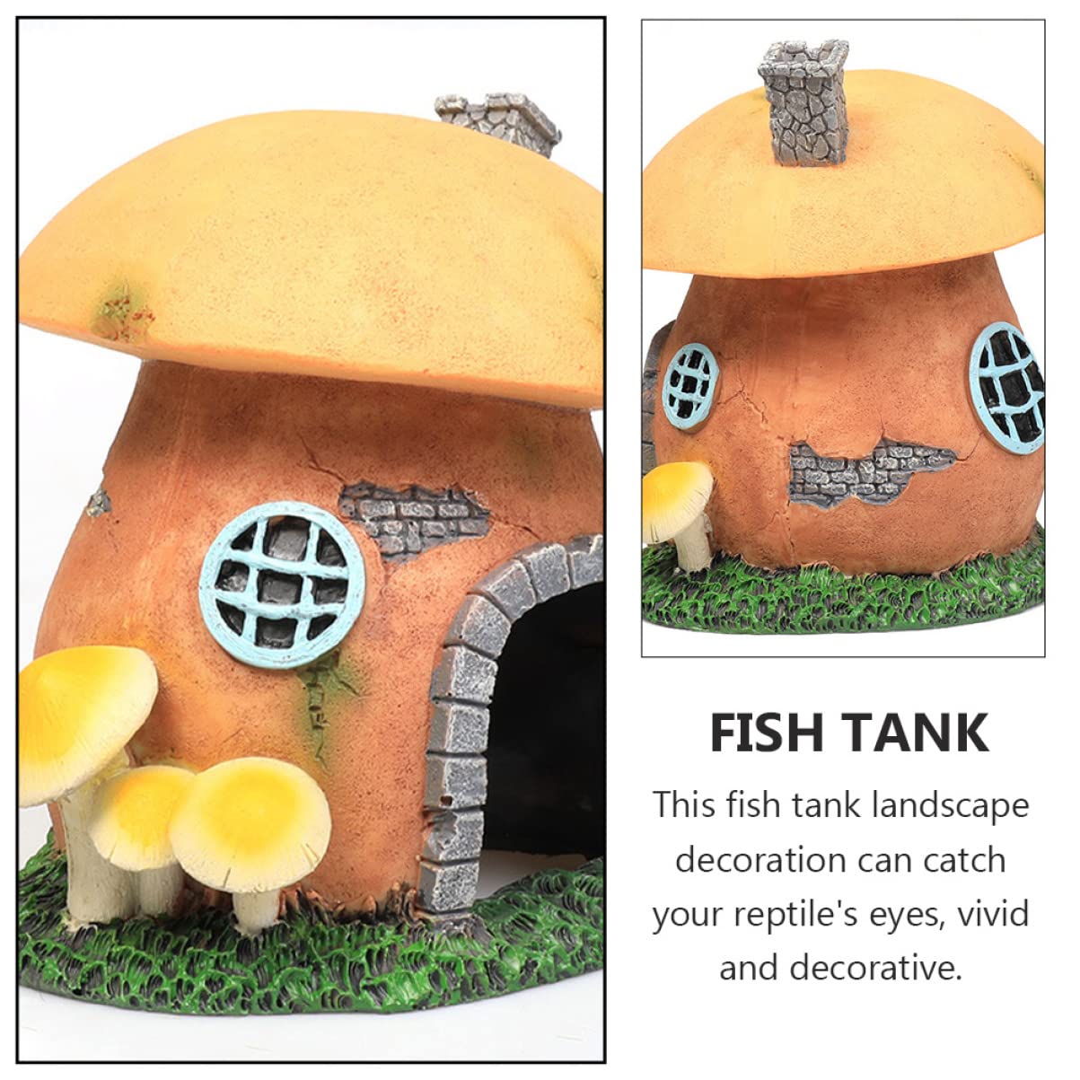 POPETPOP Cachette Décorative en Résine Verte pour Aquarium et Terrarium, Grotte Facile à Déplacer Décoloration, pour Poissons et Reptiles