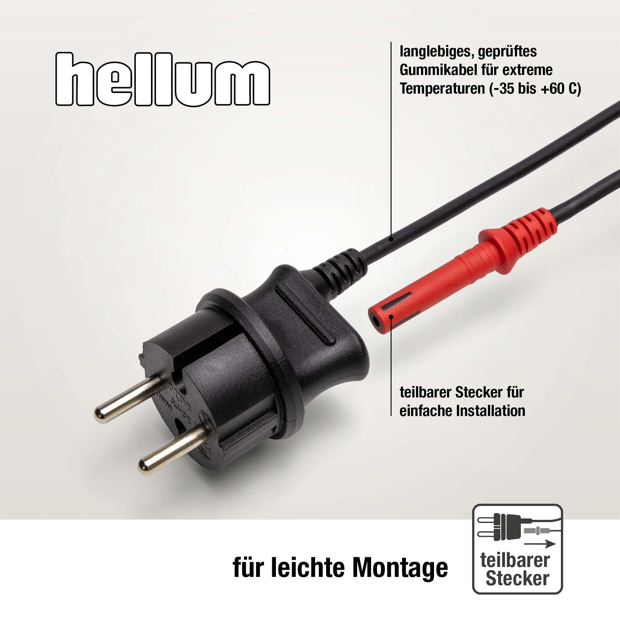 hellum Kerzen Lichterkette mit 20 Lichtern für außen, teilbarer Stecker | Made in Germany warmweiß, Kerzen Lichterkette mit Clip, 19m beleuchtet, Kabel schwarz, inkl. 3 Ersatzkerzen <59lm 430011