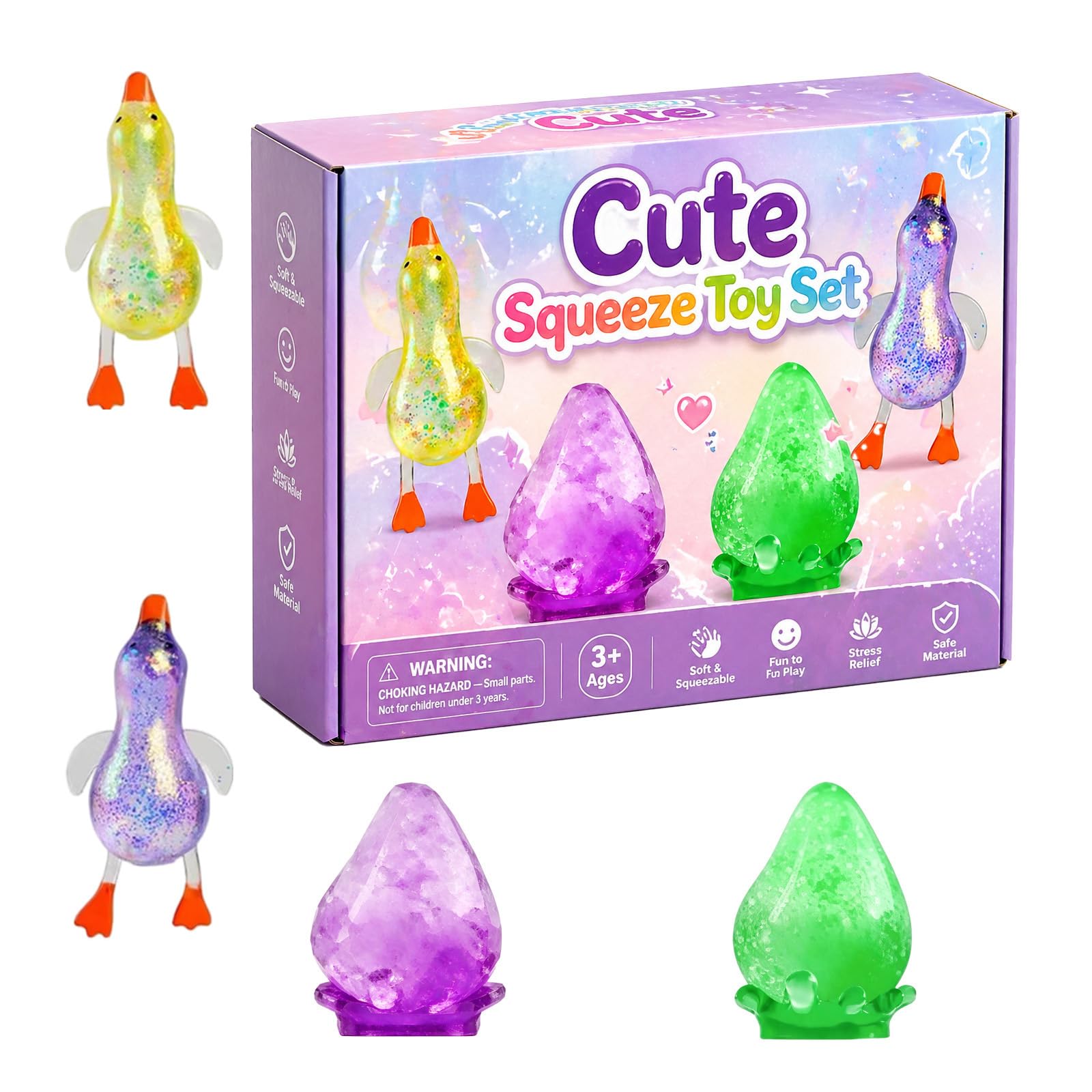Stress Balls, Squishy Stress Balls Sensory Squeeze Ball for Kids Adults Squishy Fidget Toy Stress Relief Squishy Hand Exercise Balls Sensory Toys for Anxiety Alleviation (D)