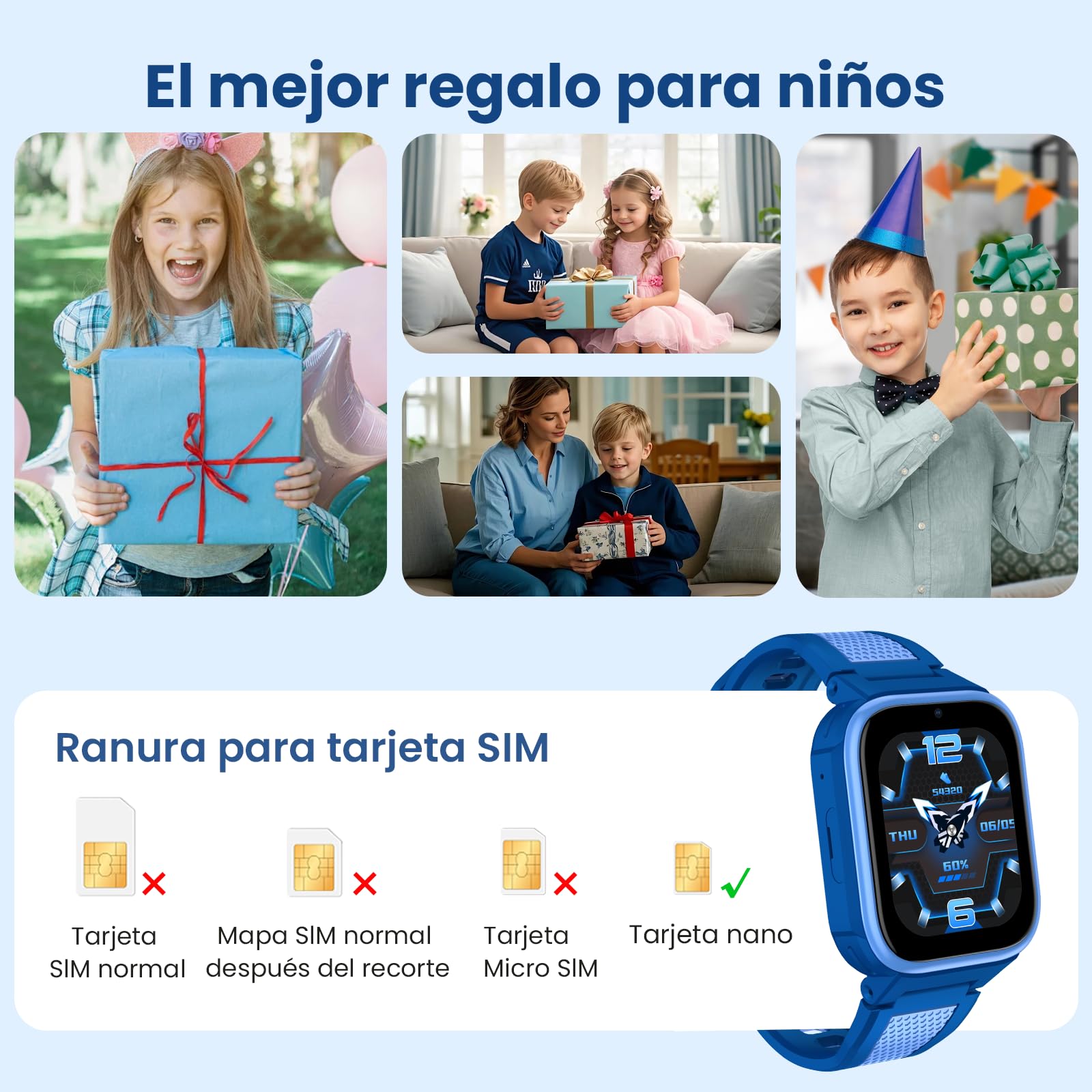 K10 4G Smartwatch niños con GPS y función de teléfono, Pantalla de 1,8 Pulgadas, batería de 950 mAh, Resistencia al Agua IP68, Modo Clase, Llamada de Emergencia SOS - Reloj Inteligente niños