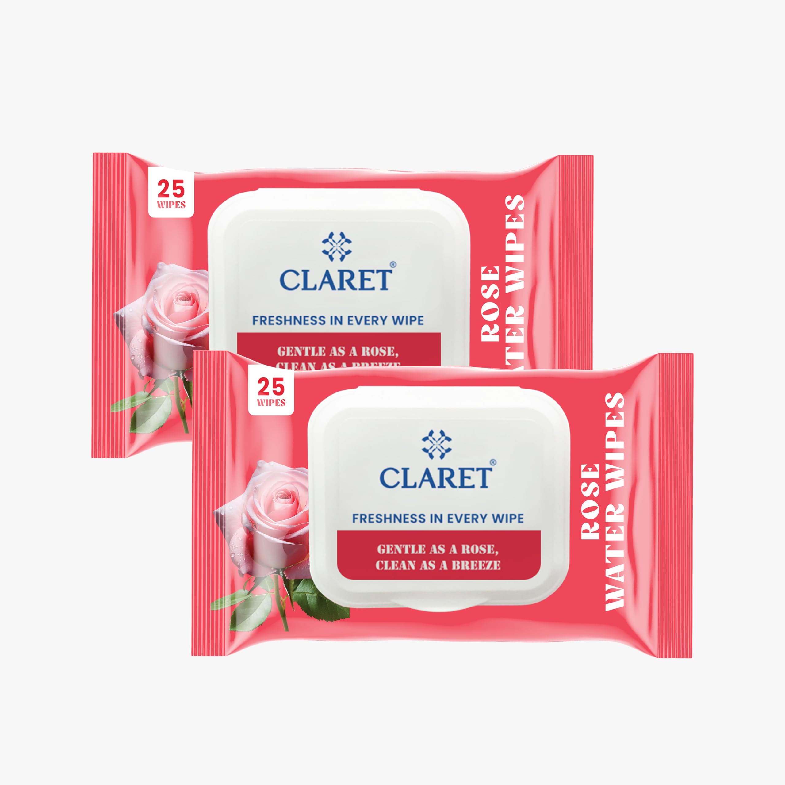 Claret Refreshing Wet Wipes | Rose Water Wipes | 25 Ultra-Soft Pulls | Gentle, Alcohol-Free & Skin-Friendly | Instant Freshness & Cleansing (Pack Of 2)-image-26