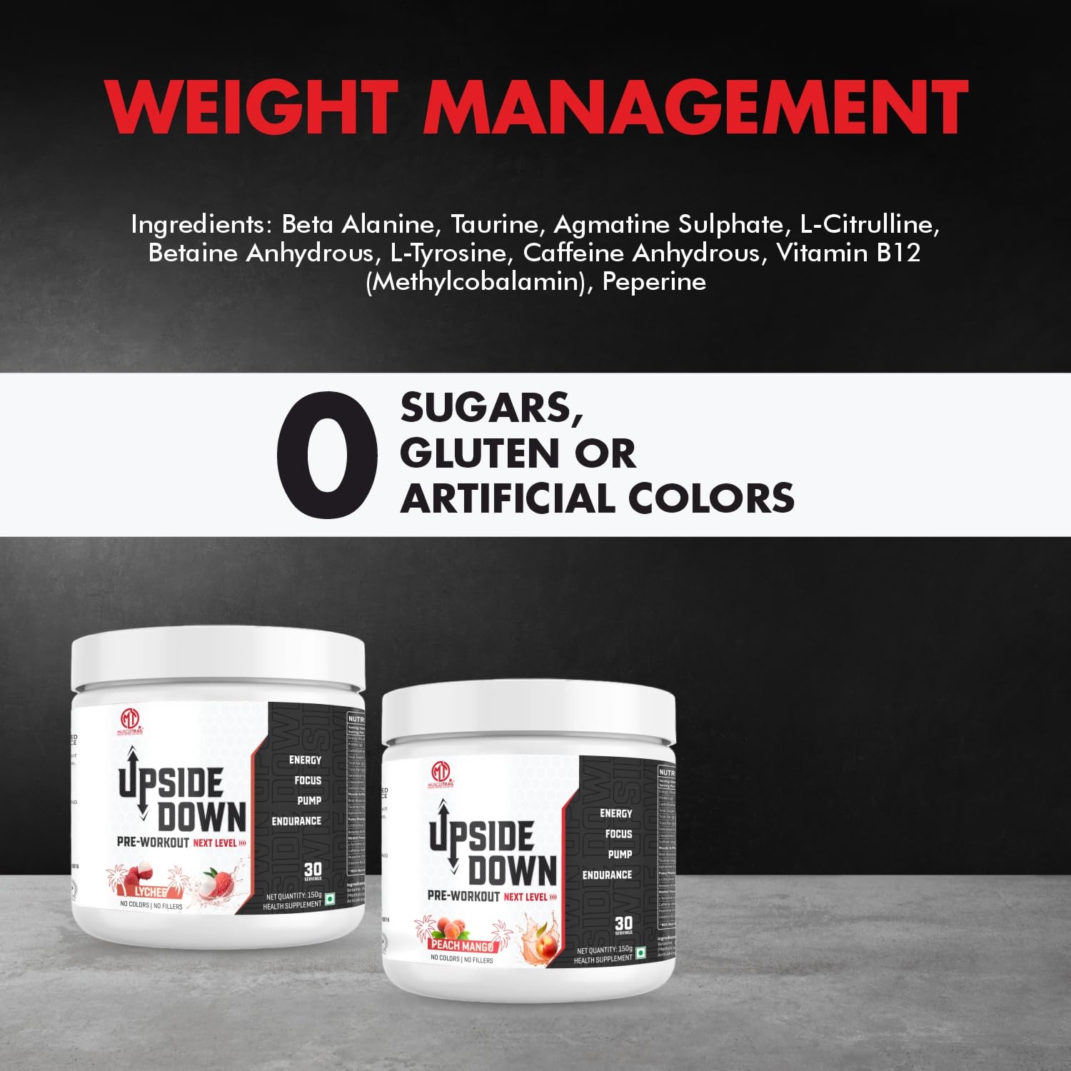Muscle Trail Upside Down Pre-Workout Supplement, Fruit Punch Flavour, 150g | Caffeine | Theanine | Alanine | Citrulline (150g) — Amazon image 5