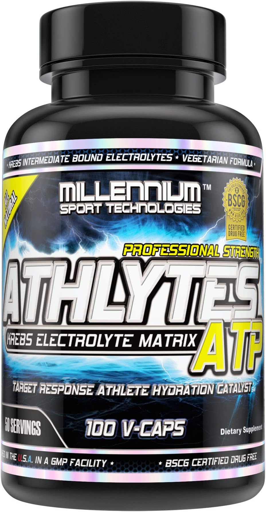 MST Athlytes ATP, Electrolytes, Krebs Cycle Intermediates, Potassium, Calcium, Magnesium, 100 V Caps, BSCG Certified Millennium Sport Technologies